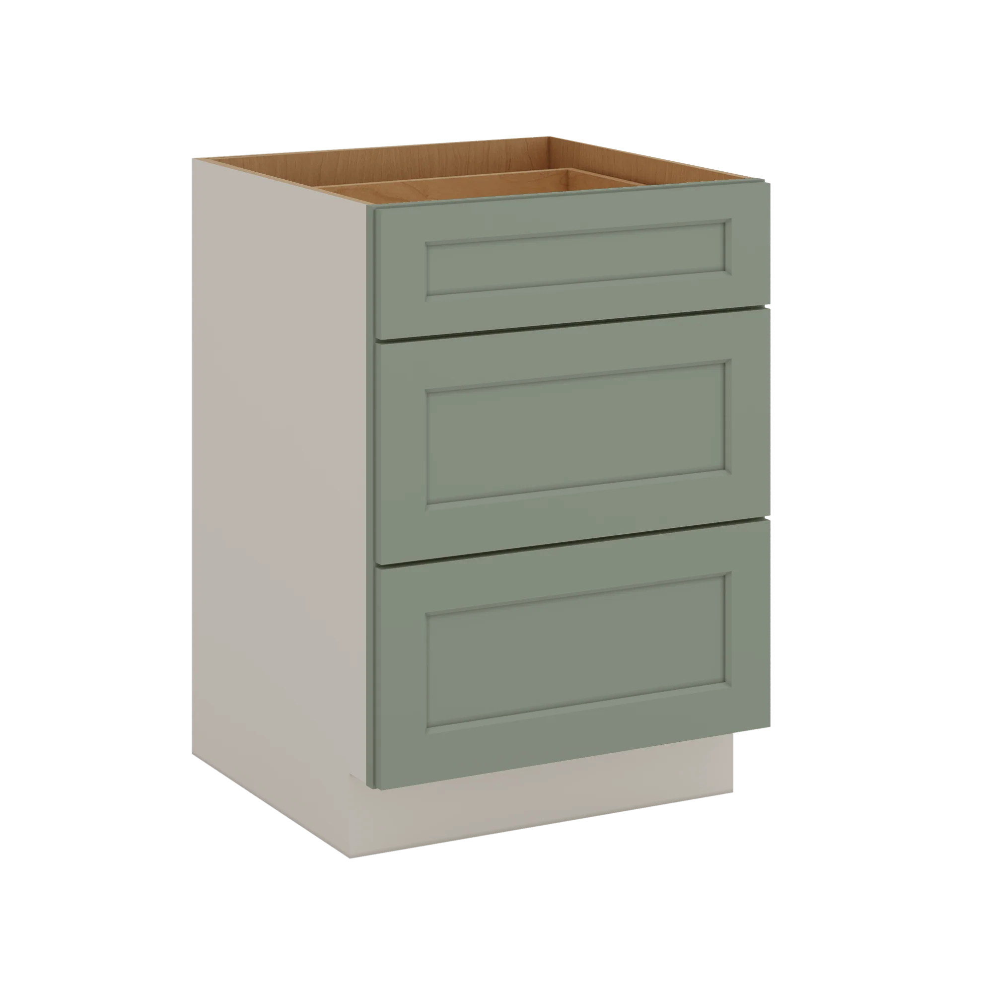 12", 15", 18", 21", 24", 30", 33" & 36" Wide 14SG Sage Green Shaker 1-1/4" Overlay 3 Drawer Base Cabinet - Image 27