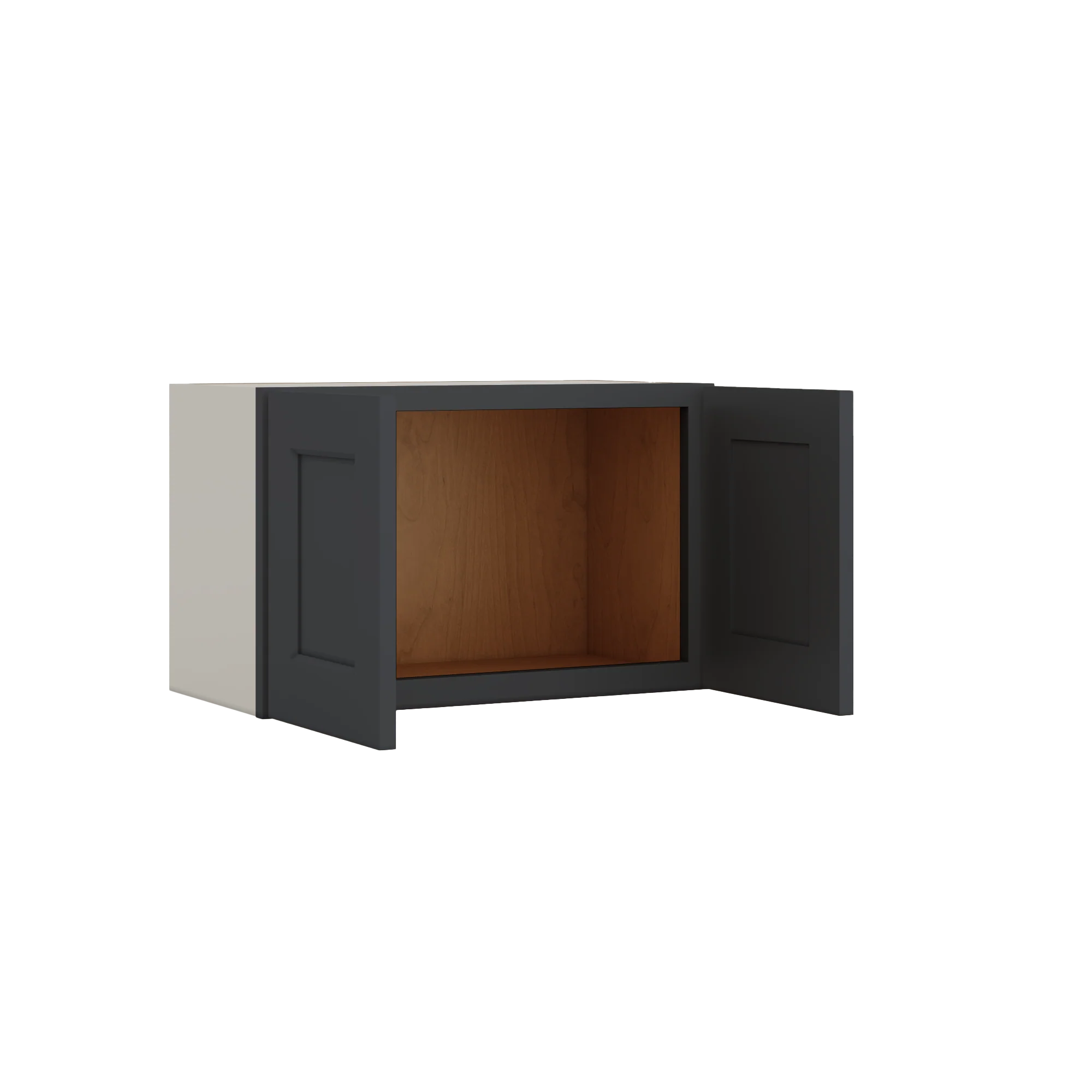 15" Tall 15HNS Hermosa Noir Black Shaker Stackable Cabinet - Double Door 24", 27", 30", 33" & 36" Wide - Image 2