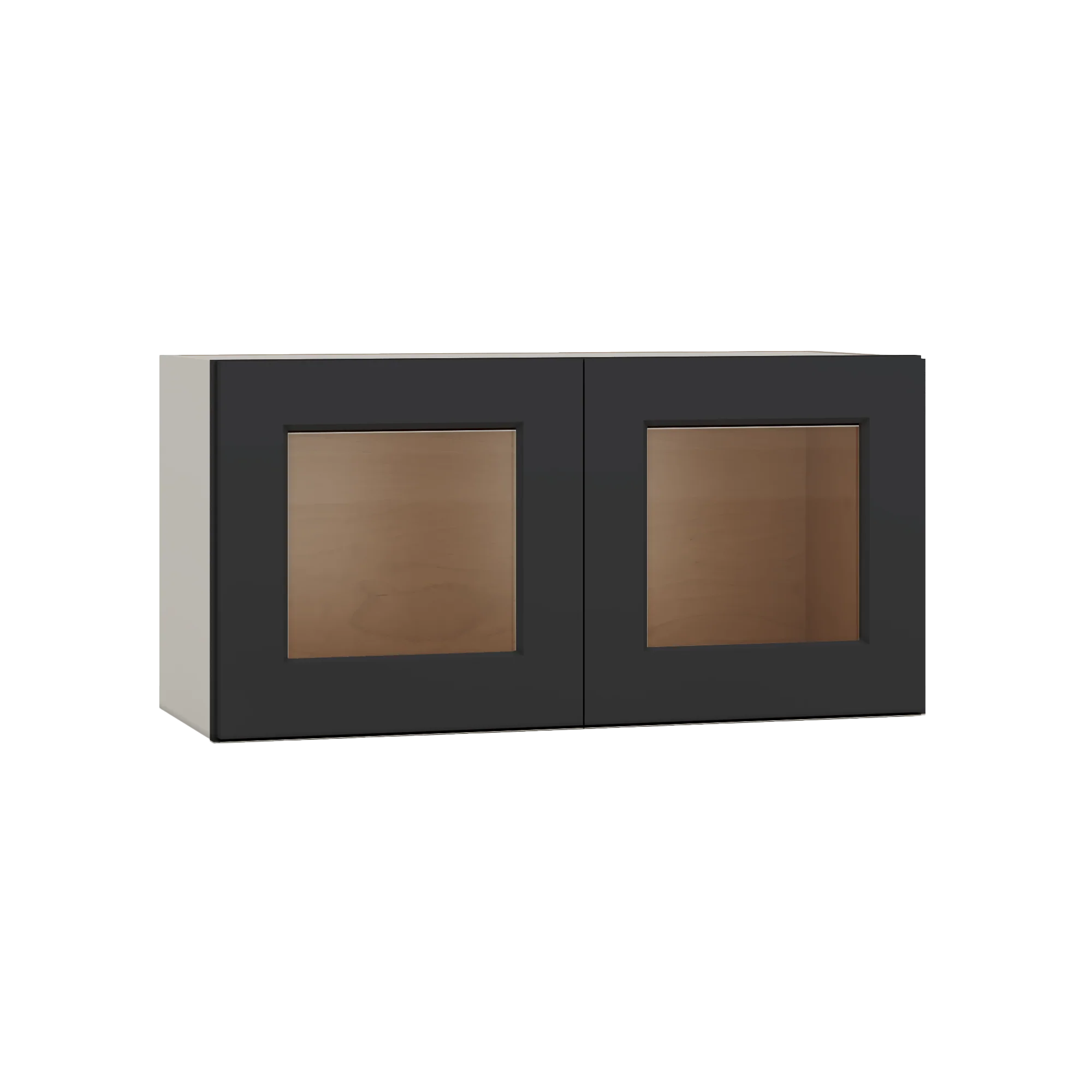 15" Tall 15HNS Hermosa Noir Black Shaker Stackable Glass Ready Wall Cabinet - Double Door 24", 27", 30", 33" & 36" Wide - Image 3