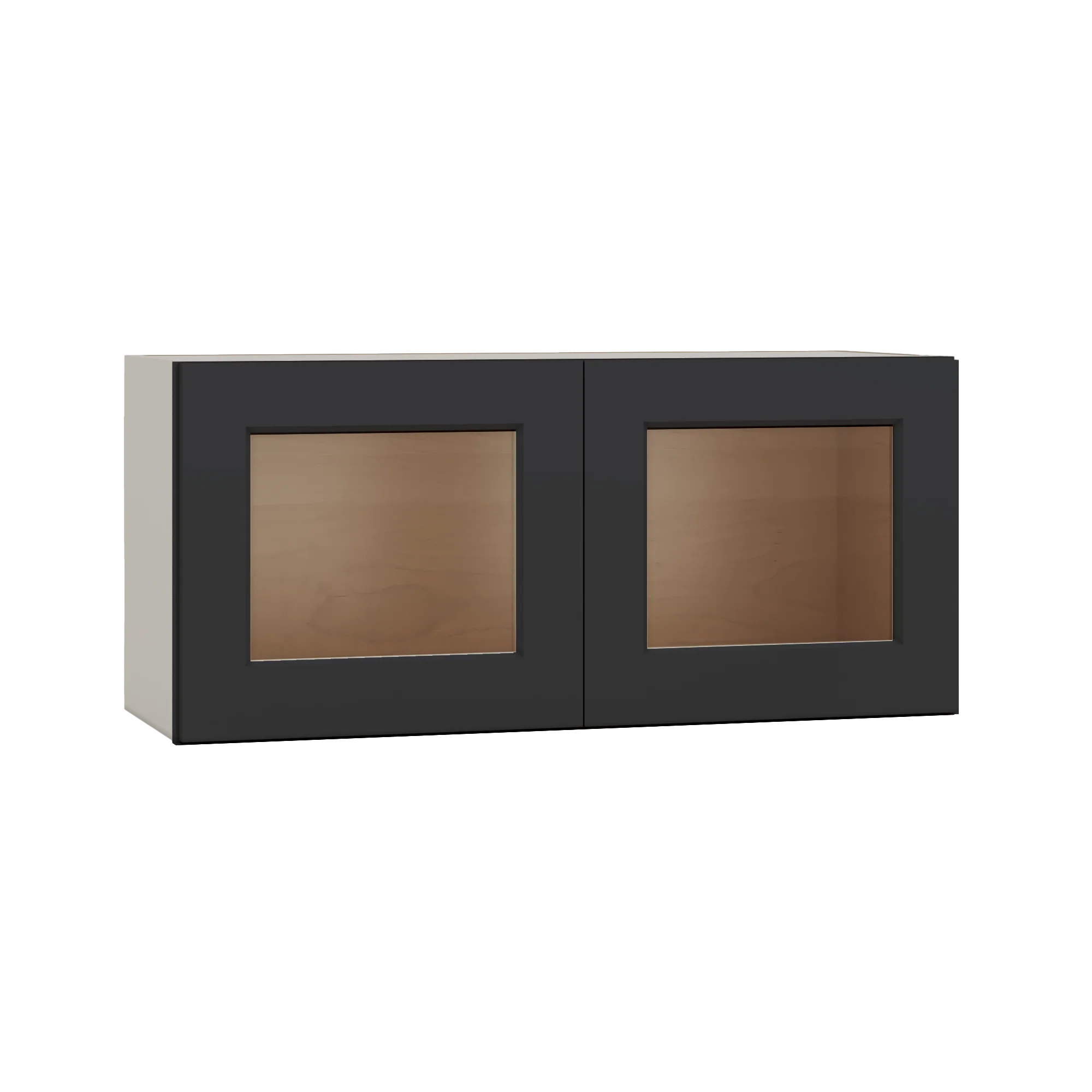 15" Tall 15HNS Hermosa Noir Black Shaker Stackable Glass Ready Wall Cabinet - Double Door 24", 27", 30", 33" & 36" Wide - Image 4