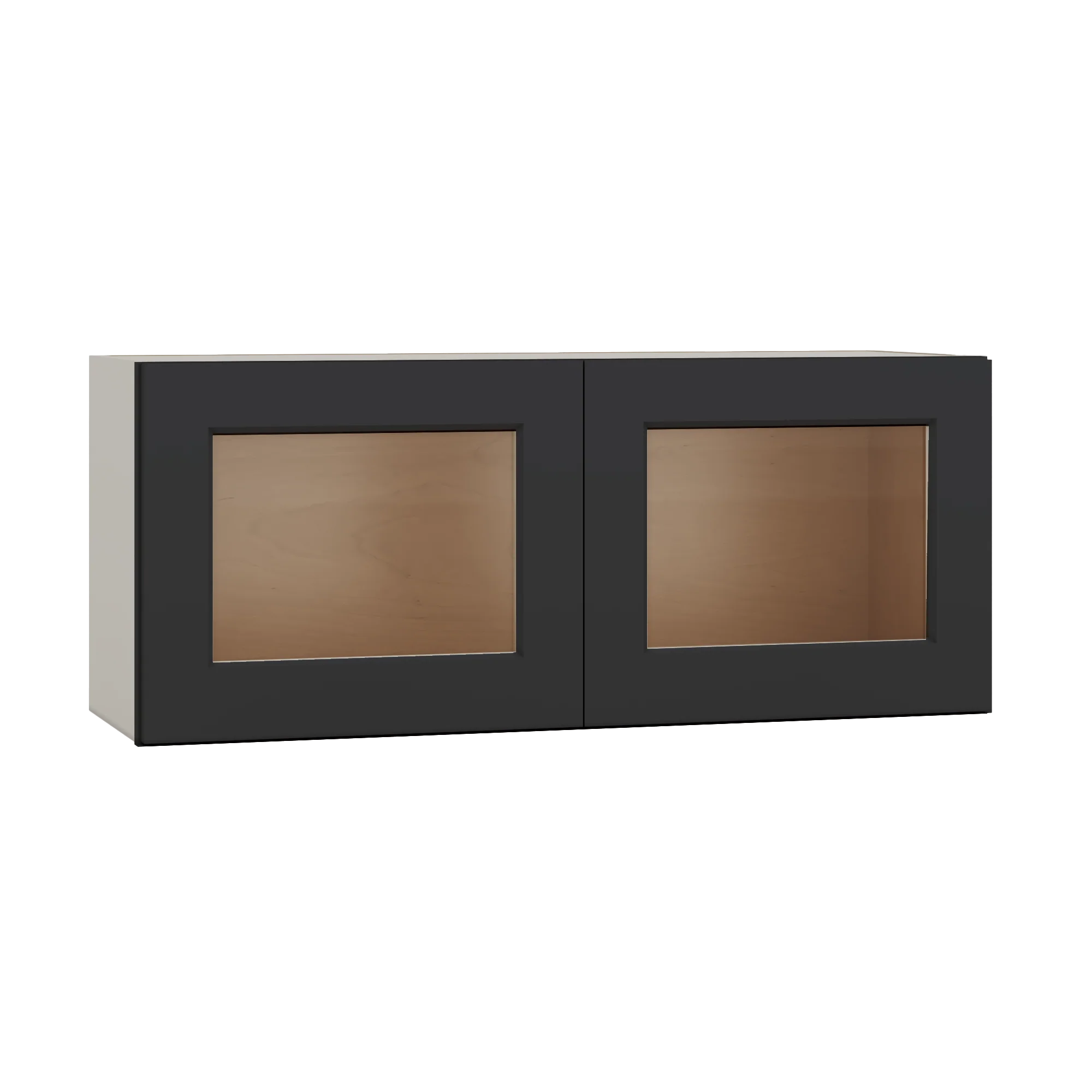 15" Tall 15HNS Hermosa Noir Black Shaker Stackable Glass Ready Wall Cabinet - Double Door 24", 27", 30", 33" & 36" Wide - Image 5