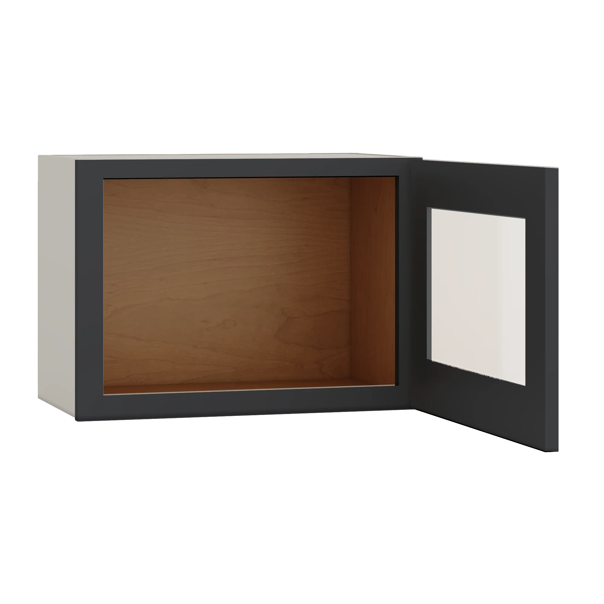 15" Tall 15HNS Hermosa Noir Black Shaker Stackable Glass Ready Wall Cabinet - Single Door 9", 12", 15", 18" & 21" Wide - Image 10