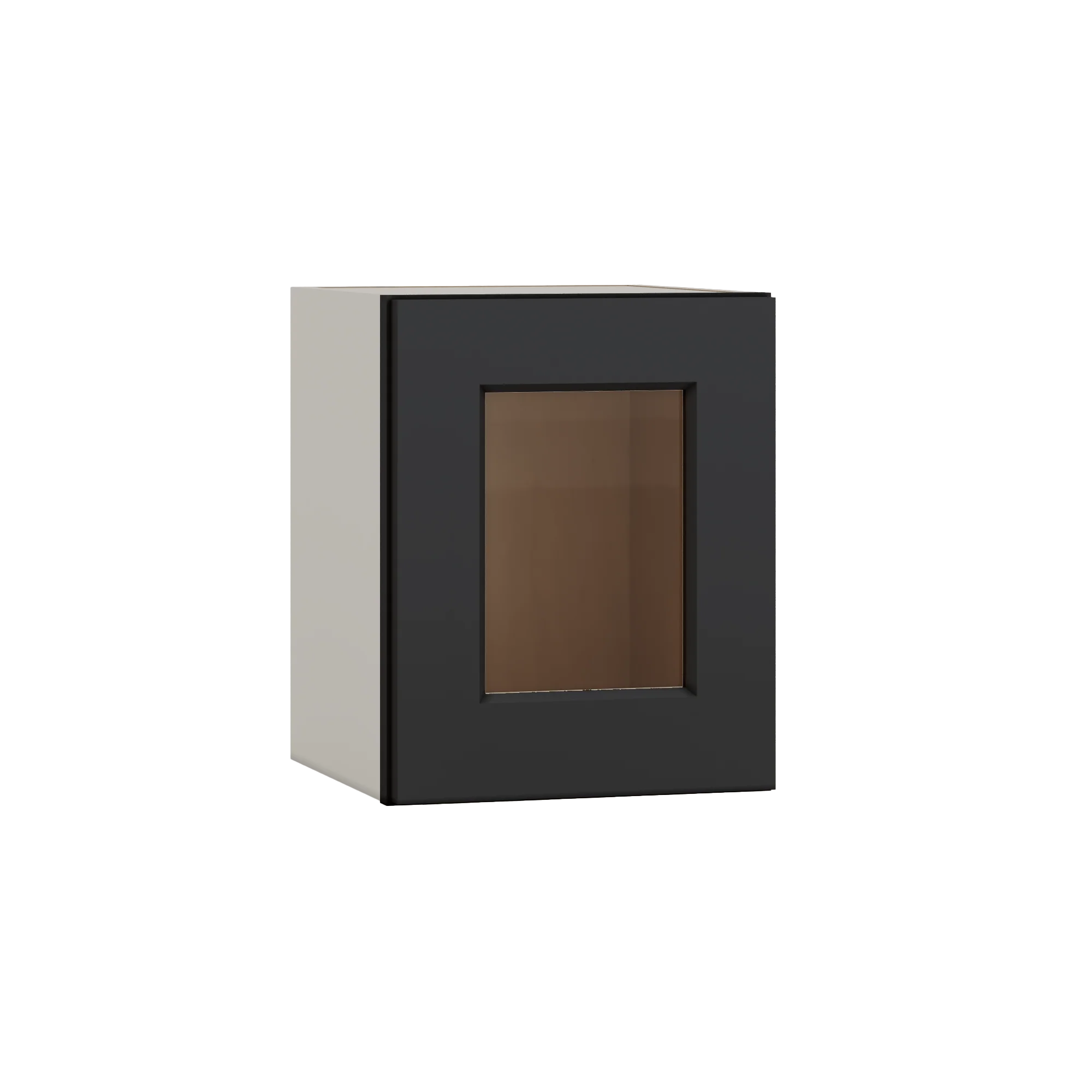 15" Tall 15HNS Hermosa Noir Black Shaker Stackable Glass Ready Wall Cabinet - Single Door 9", 12", 15", 18" & 21" Wide - Image 3
