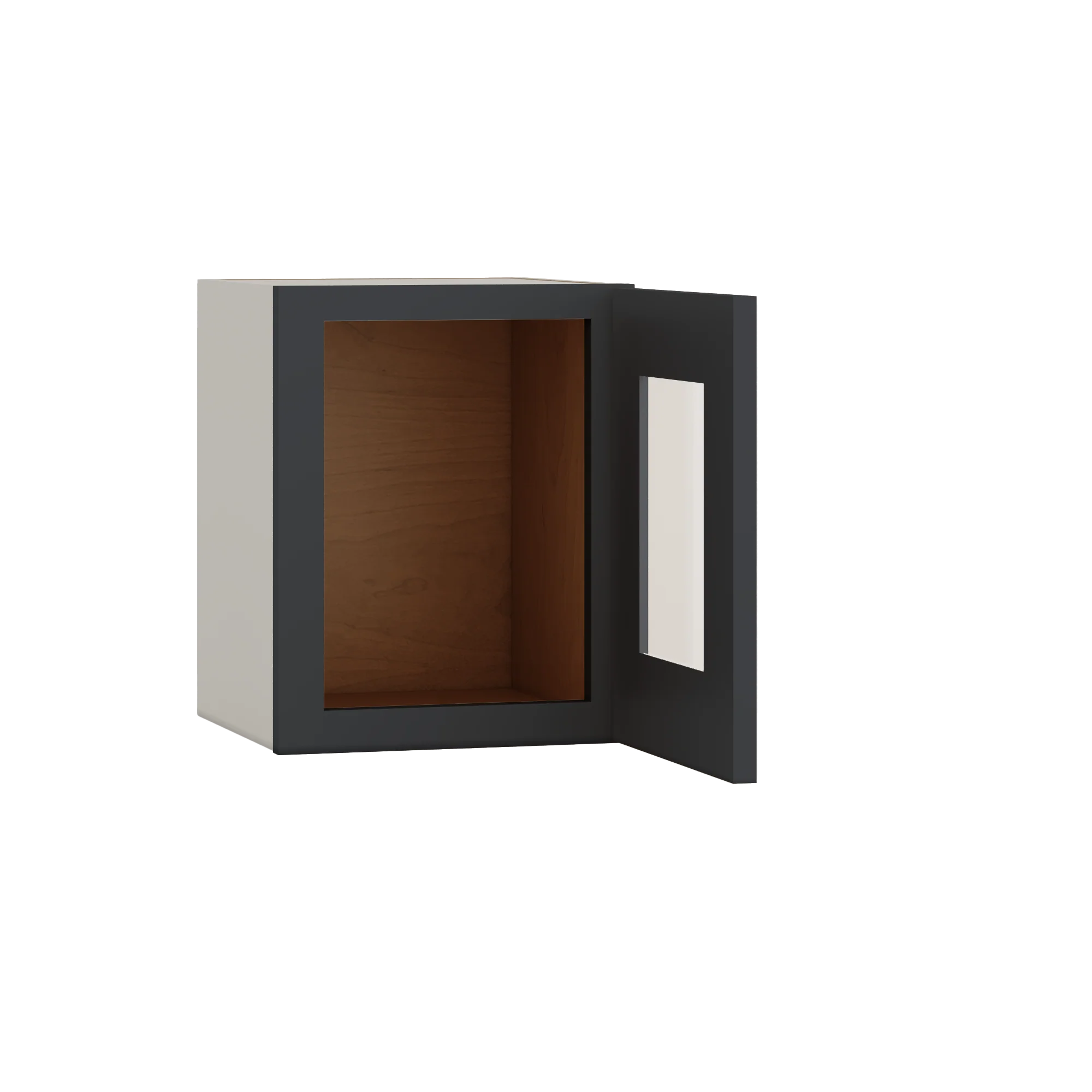 15" Tall 15HNS Hermosa Noir Black Shaker Stackable Glass Ready Wall Cabinet - Single Door 9", 12", 15", 18" & 21" Wide - Image 4