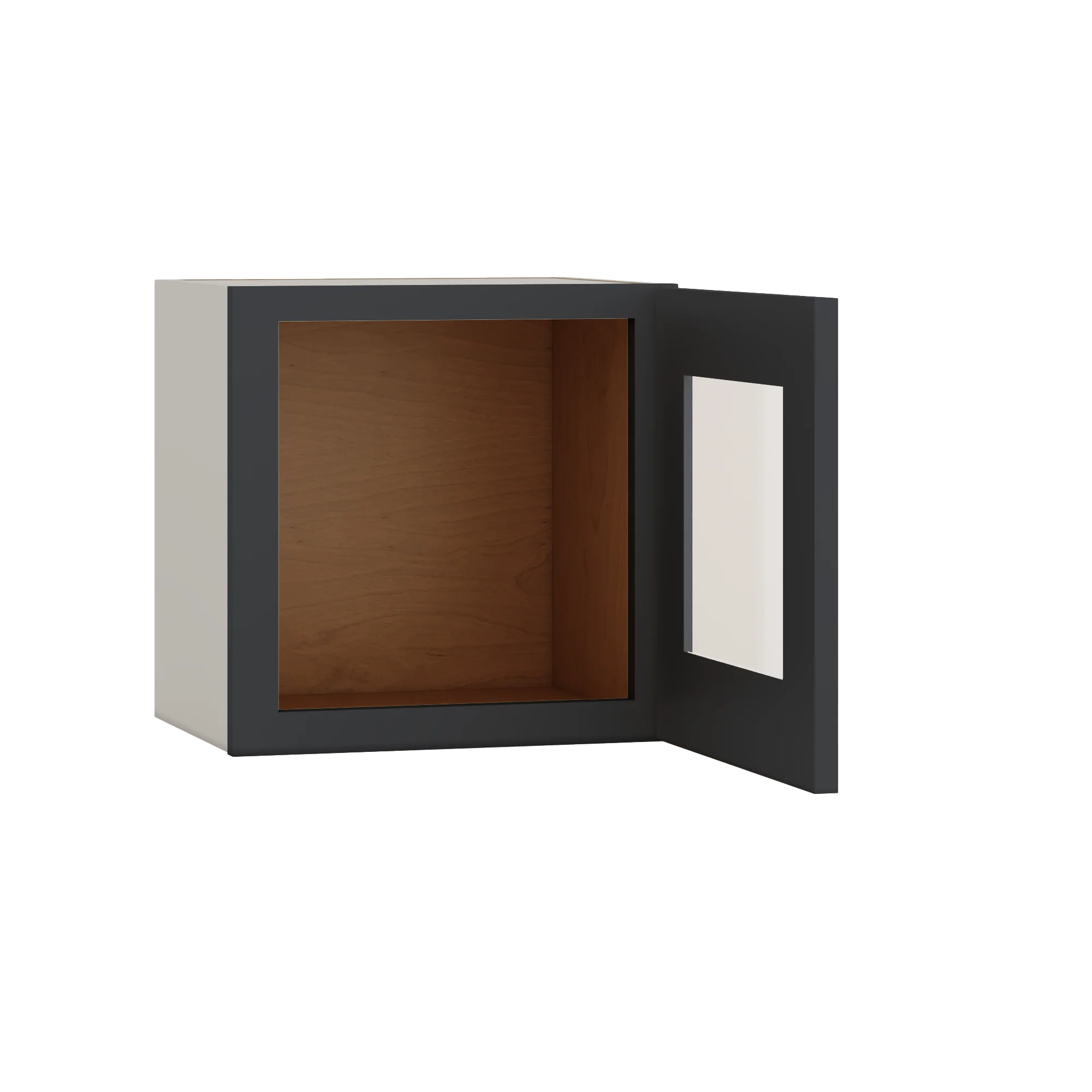 15" Tall 15HNS Hermosa Noir Black Shaker Stackable Glass Ready Wall Cabinet - Single Door 9", 12", 15", 18" & 21" Wide - Image 6