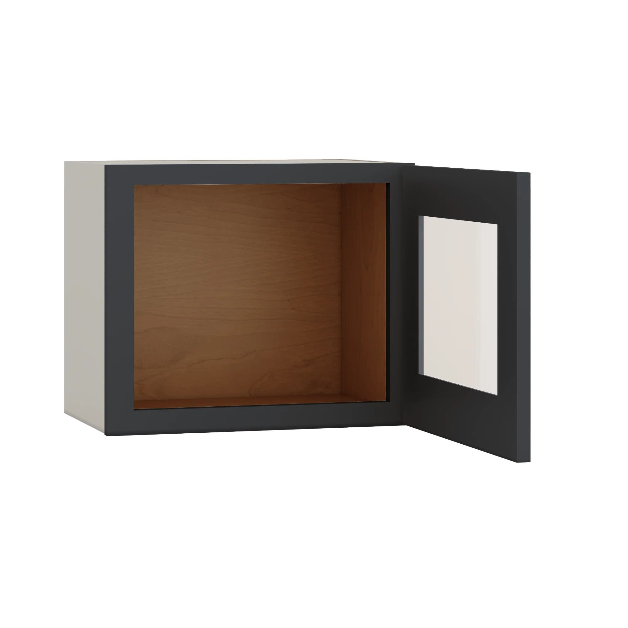 15" Tall 15HNS Hermosa Noir Black Shaker Stackable Glass Ready Wall Cabinet - Single Door 9", 12", 15", 18" & 21" Wide - Image 8