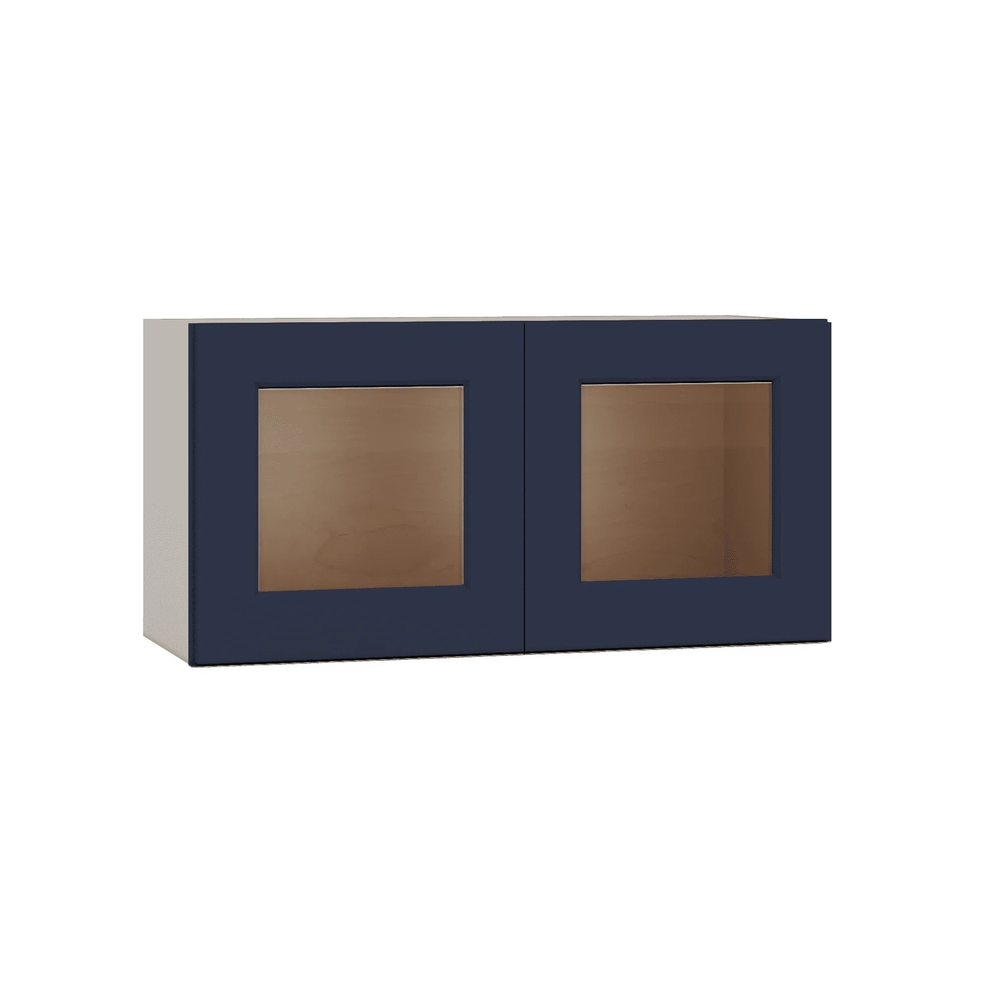 15" Tall NB29- Naval Blue Shaker Stackable Glass Ready Wall Cabinet - Double Door 24", 27", 30", 33" & 36" Wide - Image 3