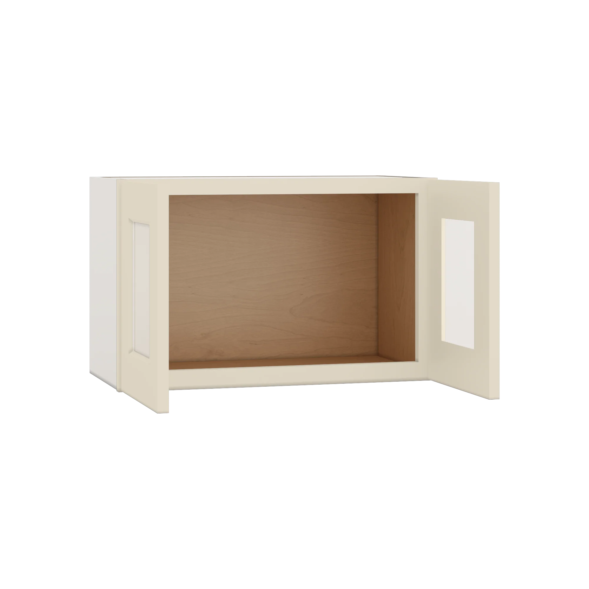 15" Tall Manhattan Cream Shaker Stackable Glass Ready Wall Cabinet - Double Door 24", 27", 30", 33" & 36" Wide - Image 2