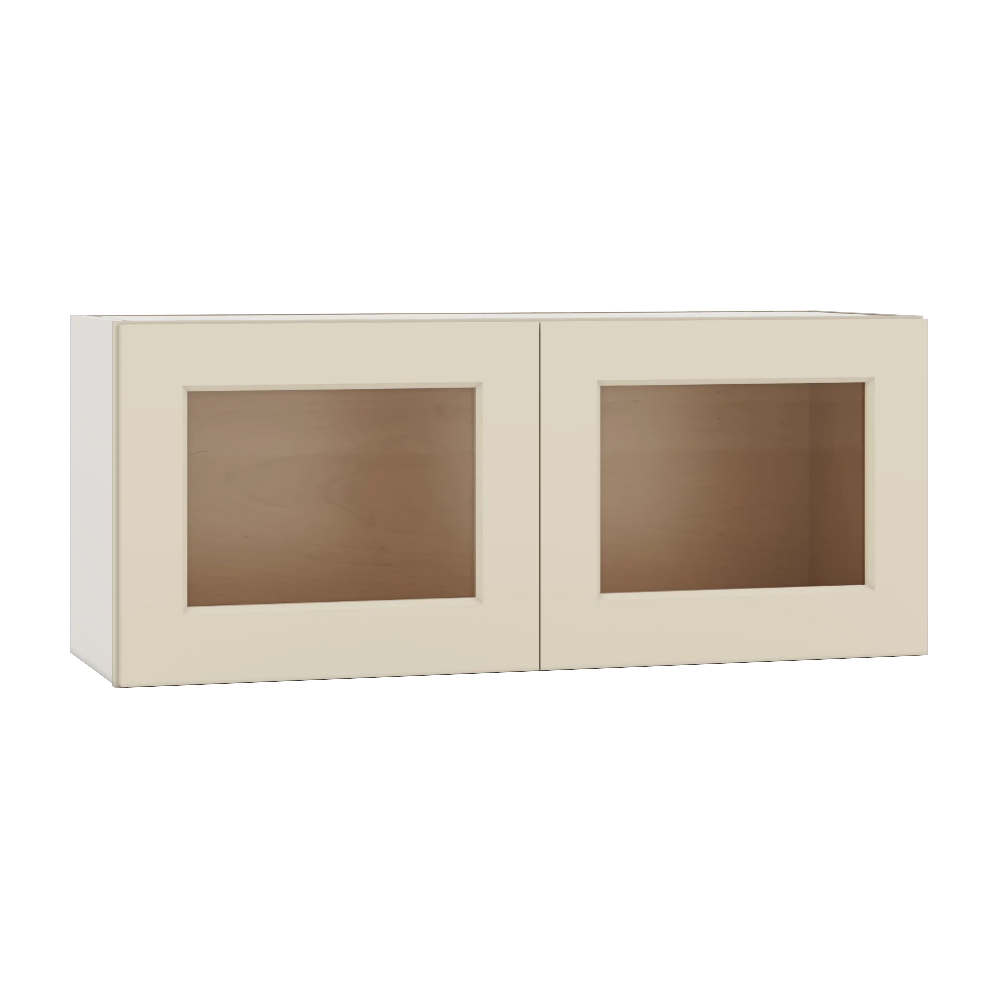 15" Tall Manhattan Cream Shaker Stackable Glass Ready Wall Cabinet - Double Door 24", 27", 30", 33" & 36" Wide - Image 9