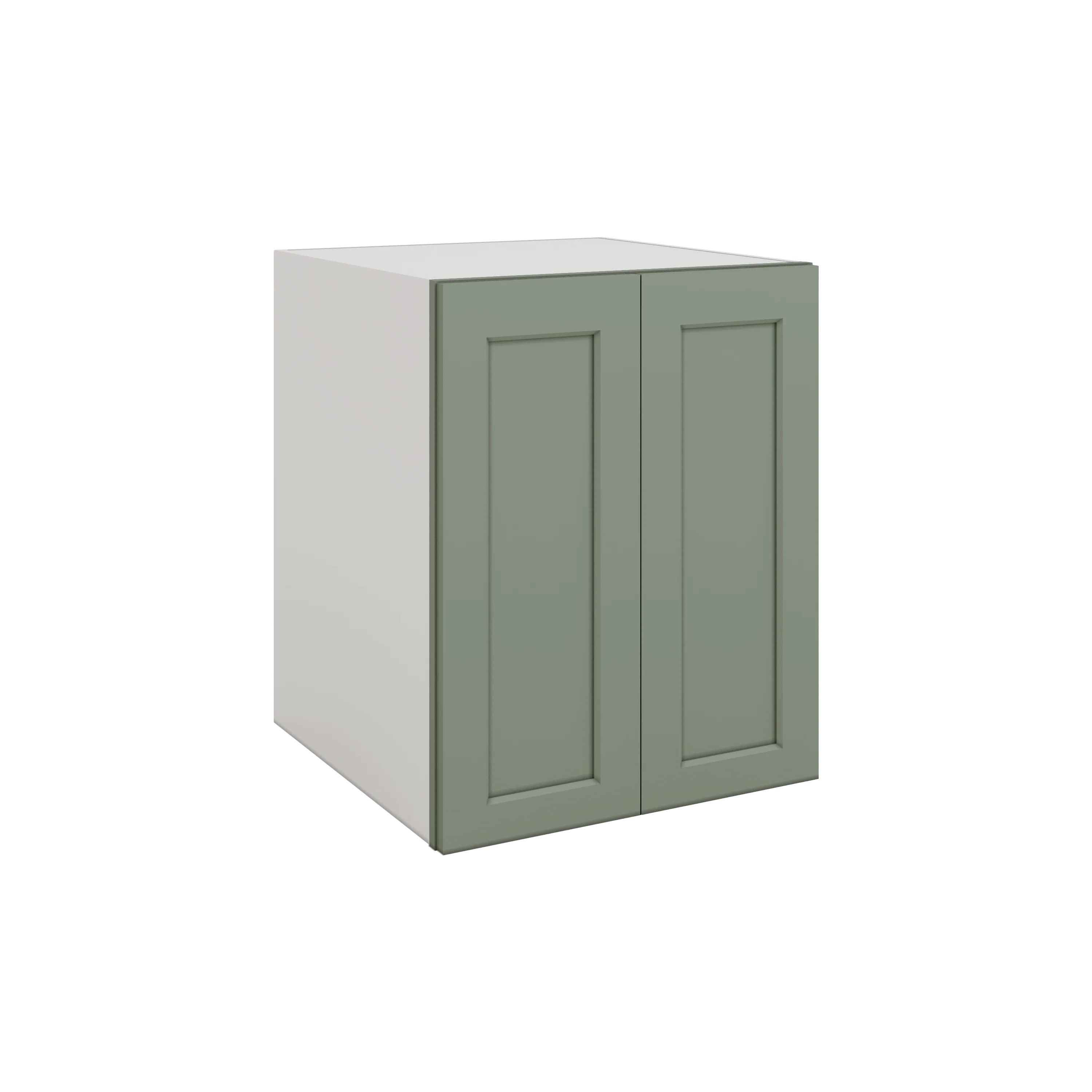 24", 27", 30", 33" & 36" Wide Full Height Door 14SG Sage Green Shaker 1-1/4" Overlay Base Cabinet - Double Door