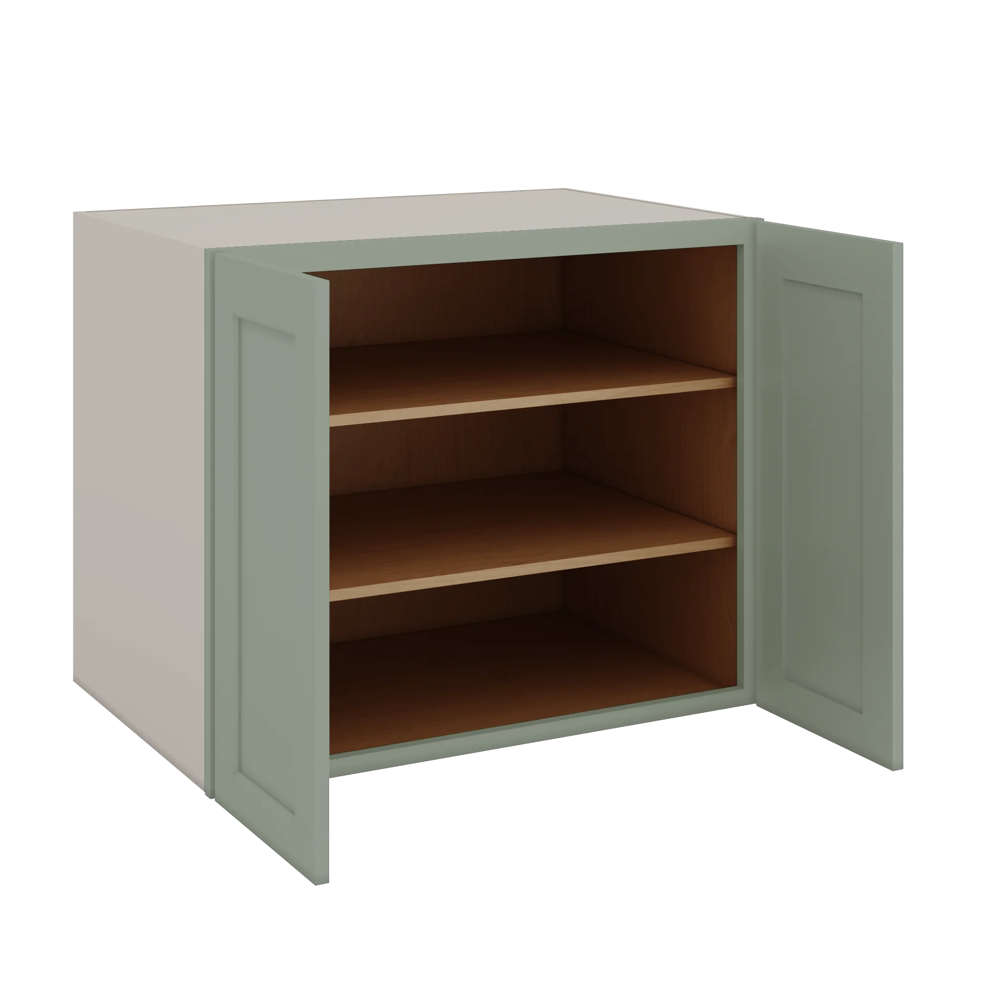 24", 27", 30", 33" & 36" Wide Full Height Door 14SG Sage Green Shaker 1-1/4" Overlay Base Cabinet - Double Door - Image 10