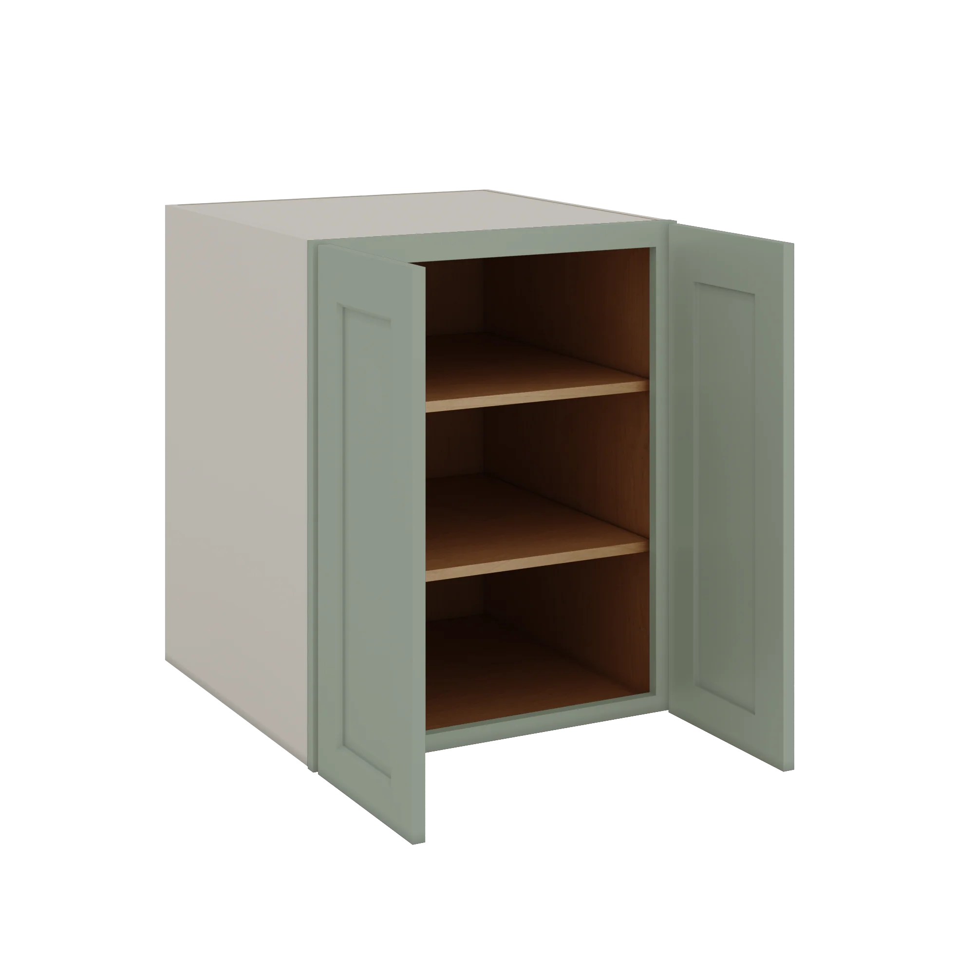 24", 27", 30", 33" & 36" Wide Full Height Door 14SG Sage Green Shaker 1-1/4" Overlay Base Cabinet - Double Door - Image 2