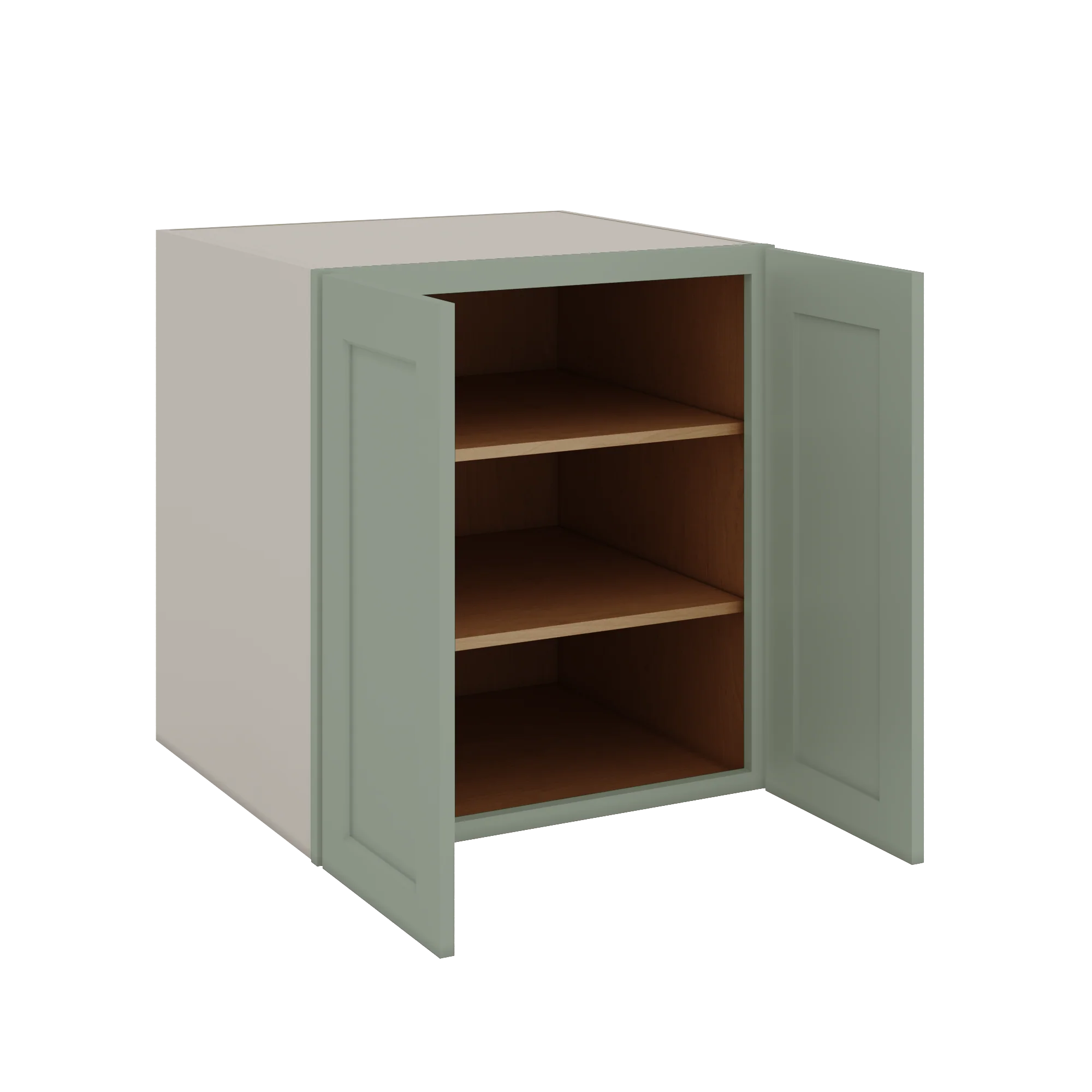 24", 27", 30", 33" & 36" Wide Full Height Door 14SG Sage Green Shaker 1-1/4" Overlay Base Cabinet - Double Door - Image 4