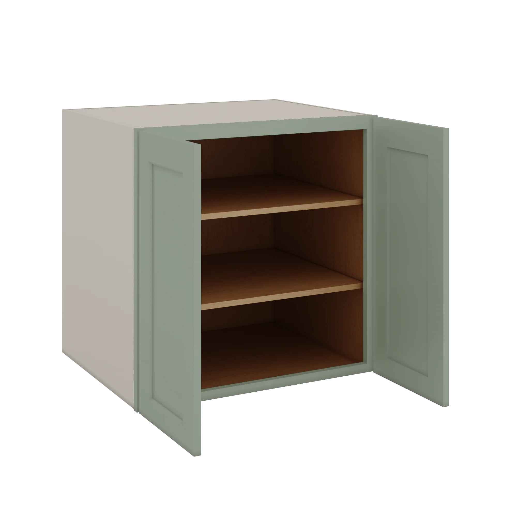 24", 27", 30", 33" & 36" Wide Full Height Door 14SG Sage Green Shaker 1-1/4" Overlay Base Cabinet - Double Door - Image 6