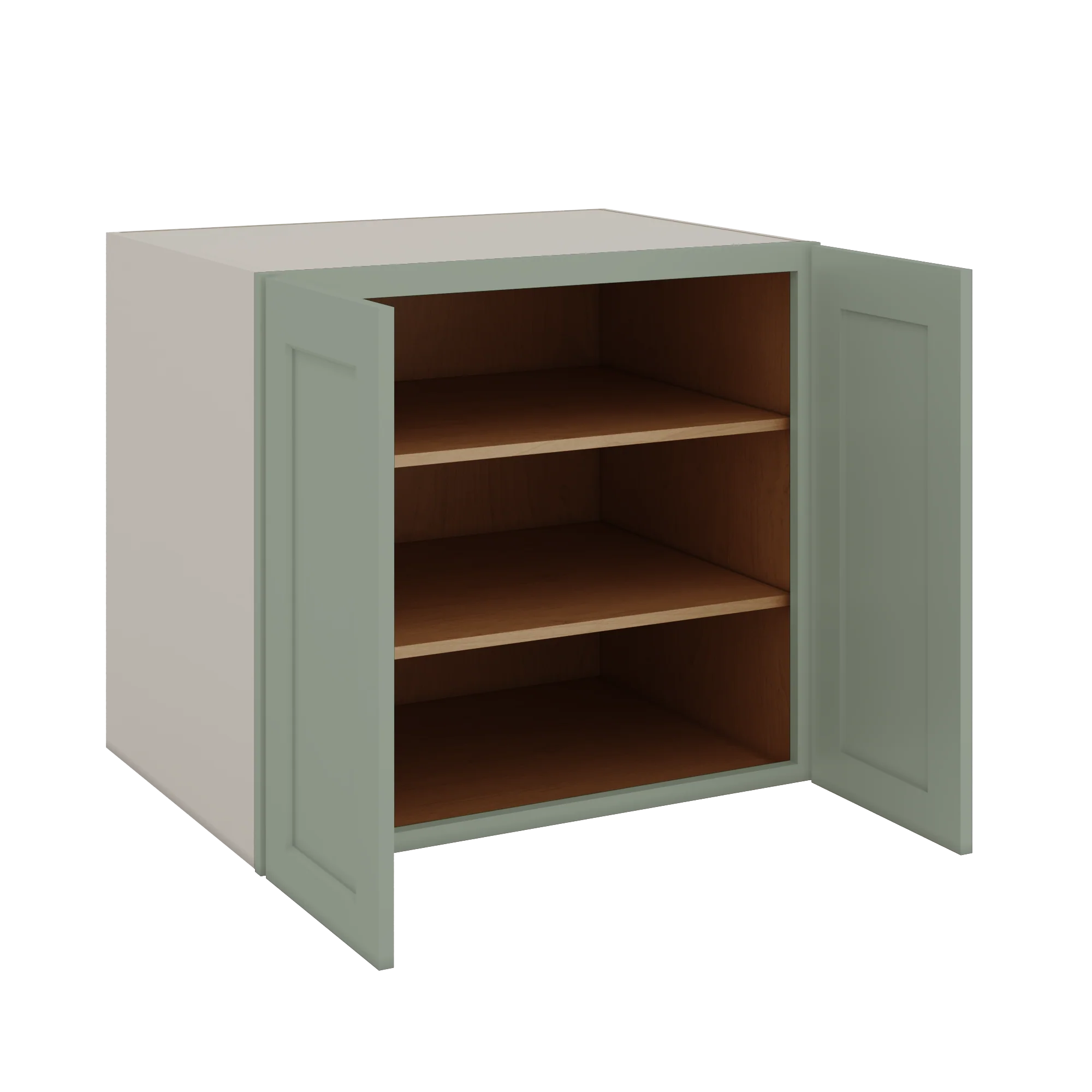 24", 27", 30", 33" & 36" Wide Full Height Door 14SG Sage Green Shaker 1-1/4" Overlay Base Cabinet - Double Door - Image 8