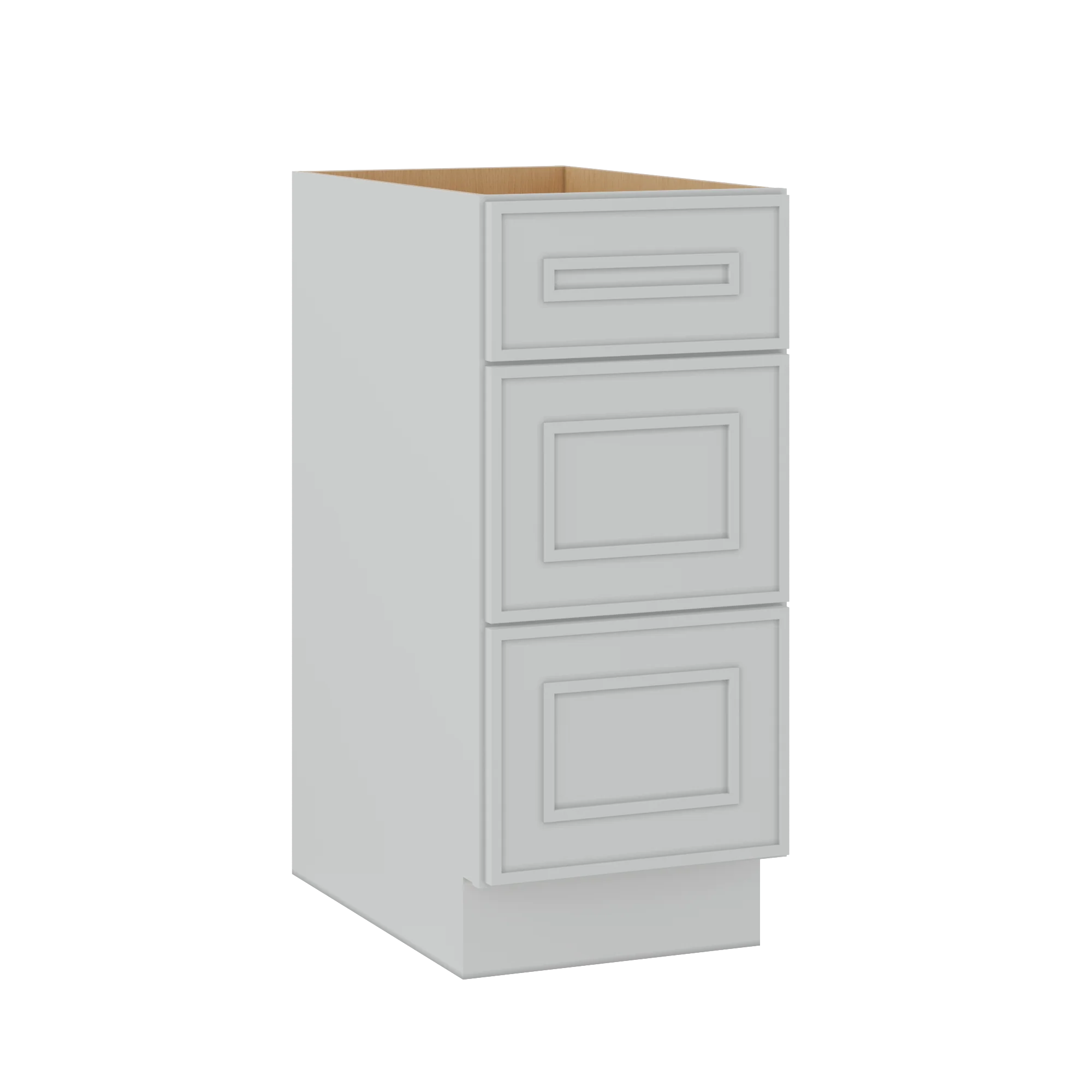 3 Drawer Base 12", 15", 18", 21", 24" & 30" Wide White Elegant Oak Craftsman Shaker 1-1/4" Overlay Base Cabinet - Image 3