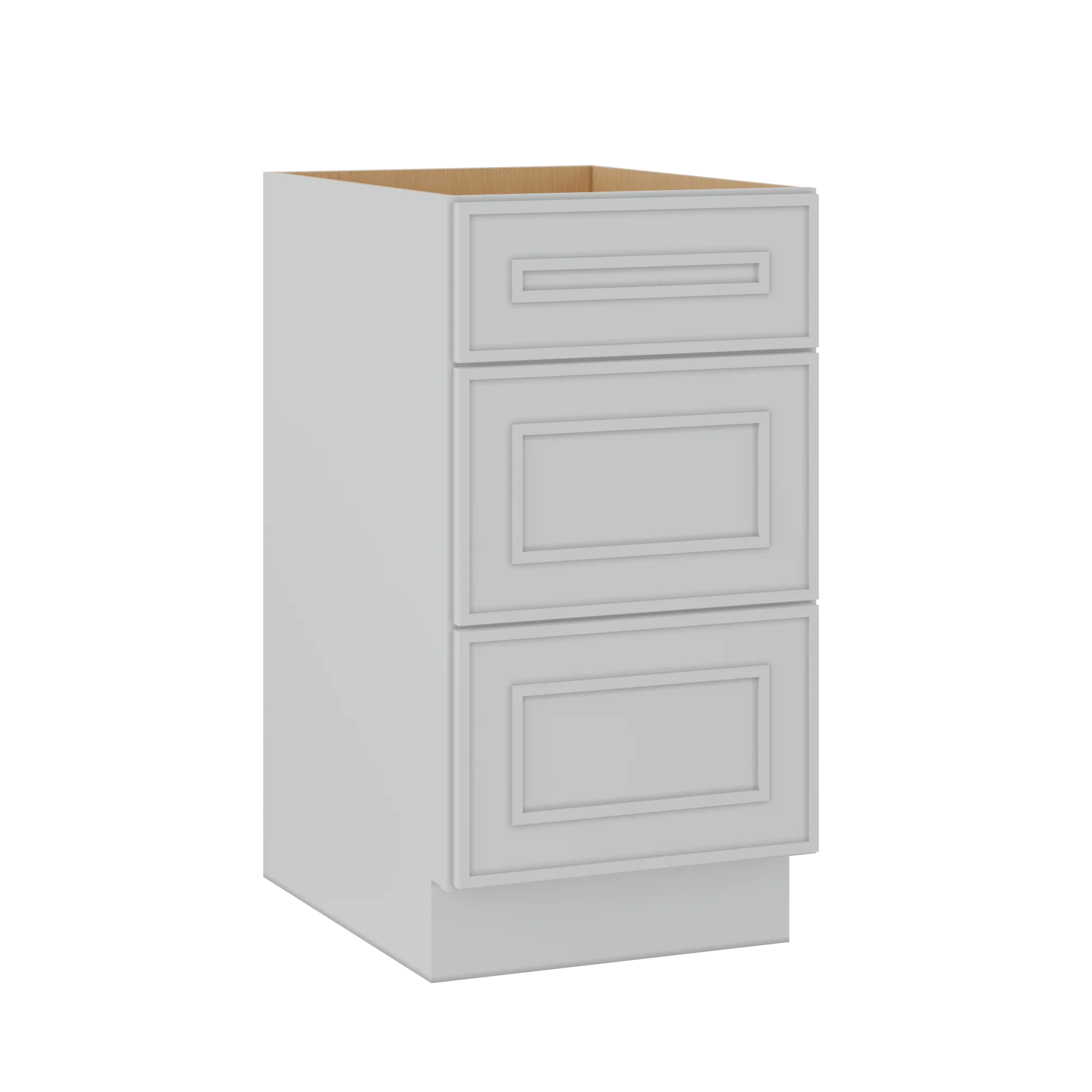 3 Drawer Base 12", 15", 18", 21", 24" & 30" Wide White Elegant Oak Craftsman Shaker 1-1/4" Overlay Base Cabinet - Image 5