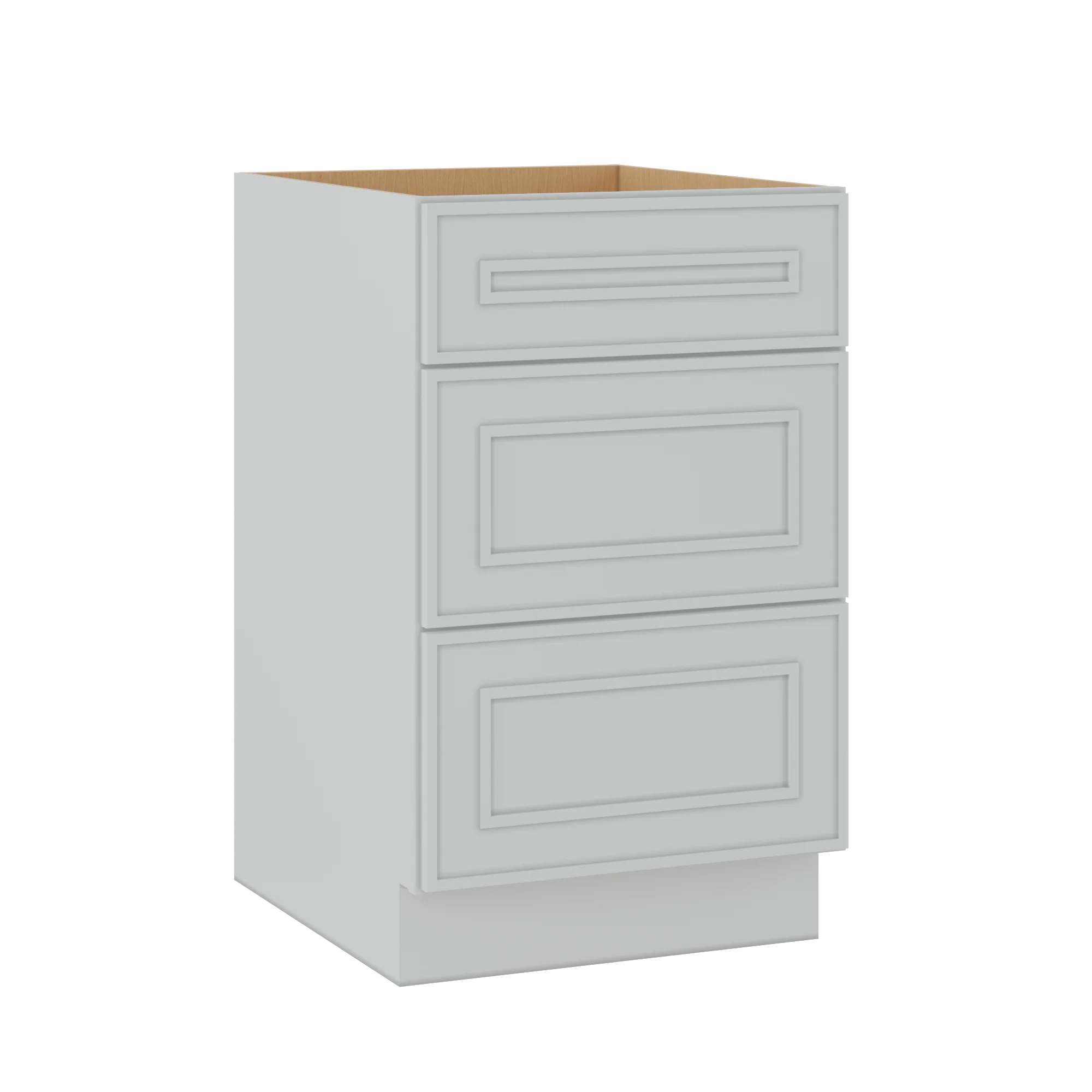 3 Drawer Base 12", 15", 18", 21", 24" & 30" Wide White Elegant Oak Craftsman Shaker 1-1/4" Overlay Base Cabinet - Image 7