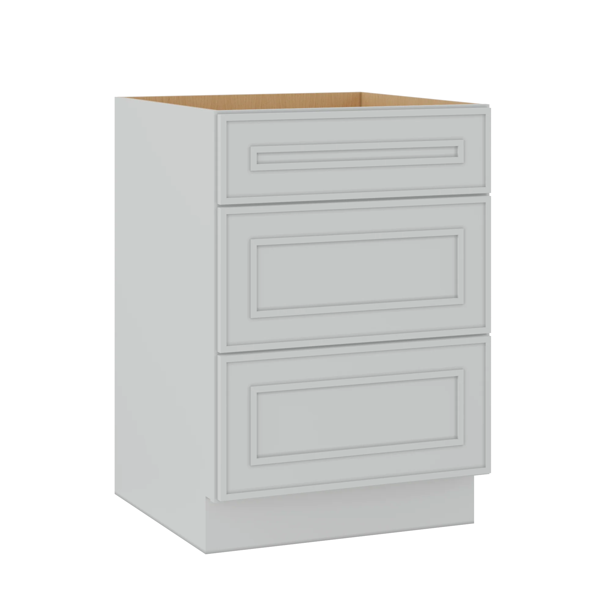 3 Drawer Base 12", 15", 18", 21", 24" & 30" Wide White Elegant Oak Craftsman Shaker 1-1/4" Overlay Base Cabinet - Image 9