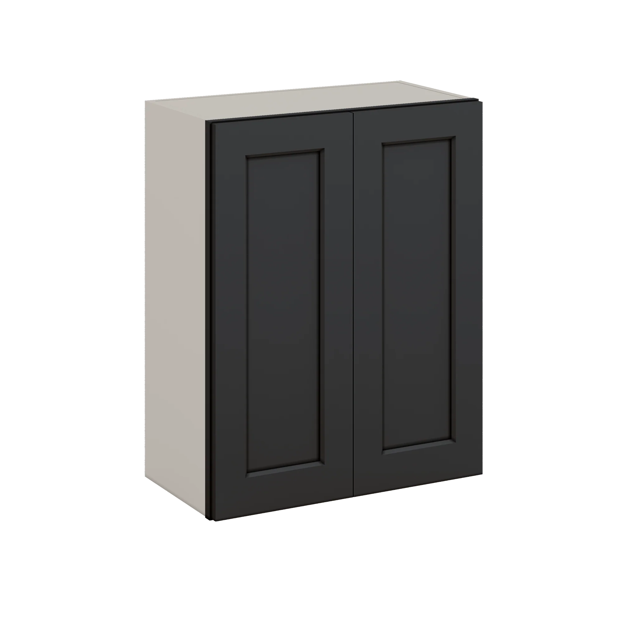 30" Tall 15HNS Hermosa Noir Black Shaker 1-1/4" Overlay Wall Cabinet - Double Door 24", 27", 30", 33" & 36" Wide