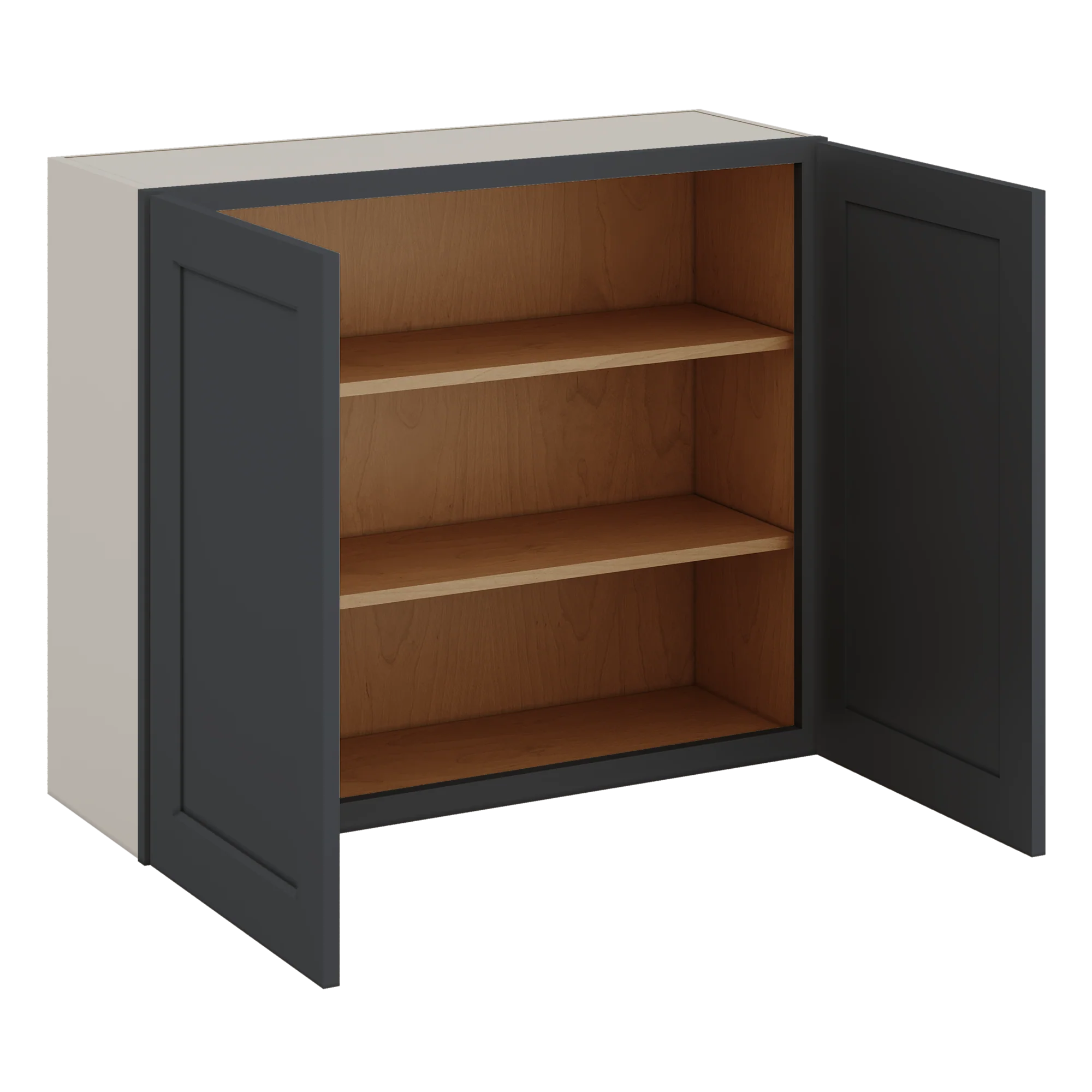 30" Tall 15HNS Hermosa Noir Black Shaker 1-1/4" Overlay Wall Cabinet - Double Door 24", 27", 30", 33" & 36" Wide - Image 10