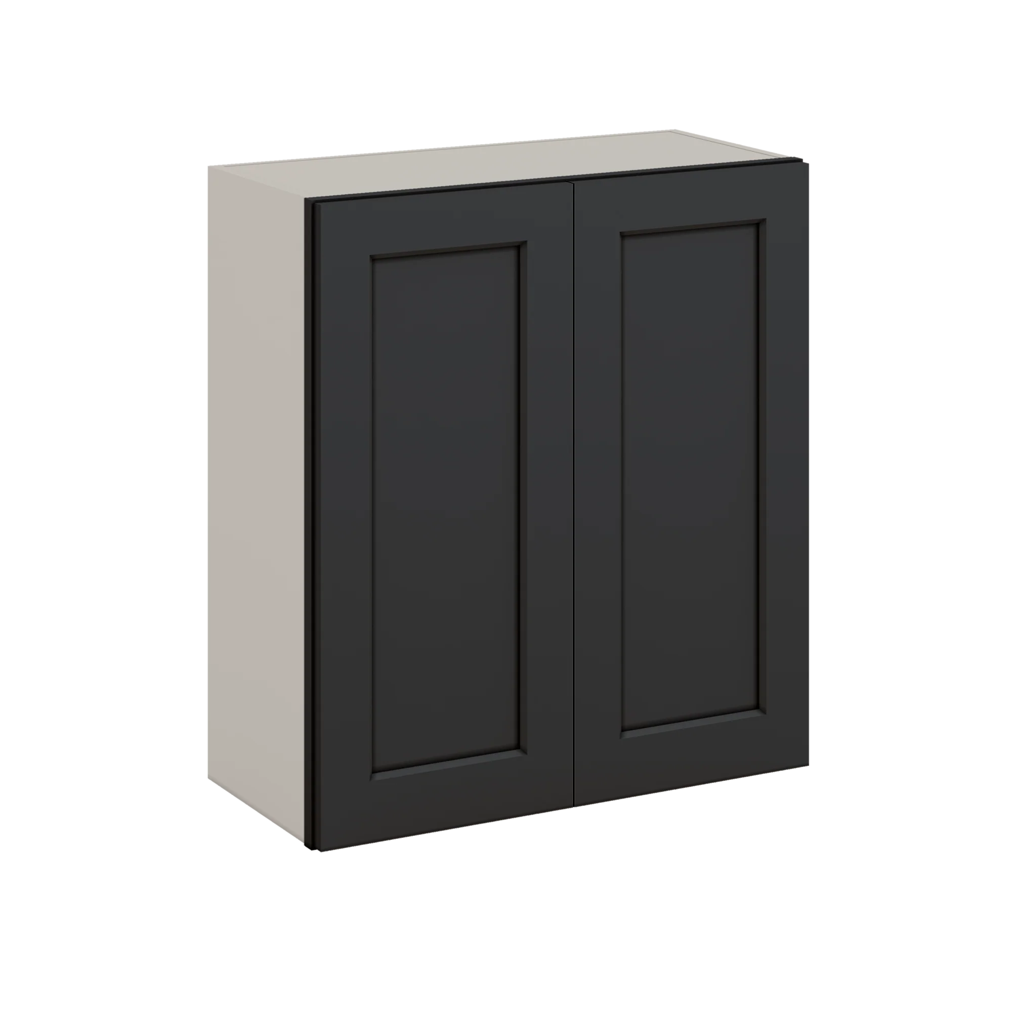 30" Tall 15HNS Hermosa Noir Black Shaker 1-1/4" Overlay Wall Cabinet - Double Door 24", 27", 30", 33" & 36" Wide - Image 3