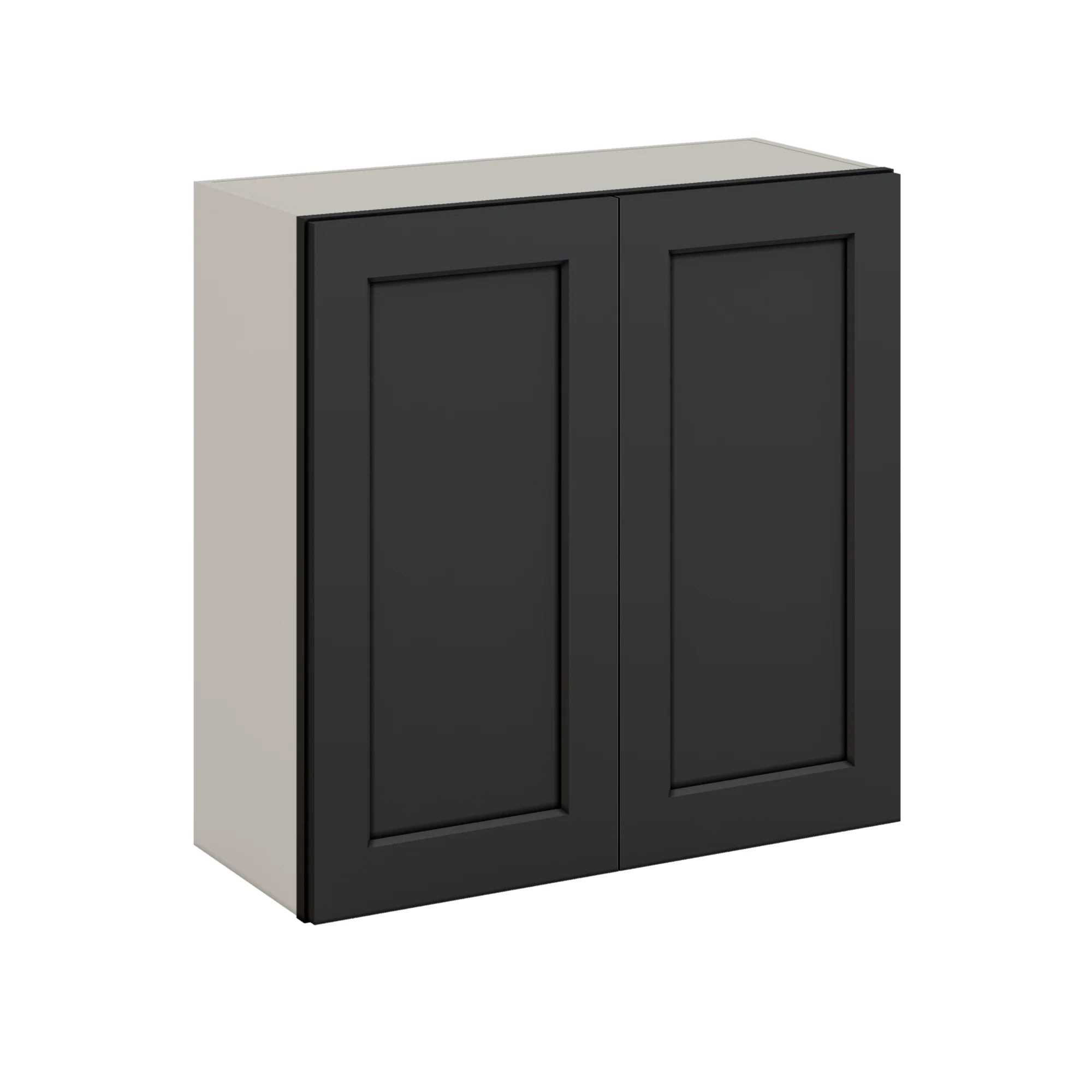30" Tall 15HNS Hermosa Noir Black Shaker 1-1/4" Overlay Wall Cabinet - Double Door 24", 27", 30", 33" & 36" Wide - Image 5