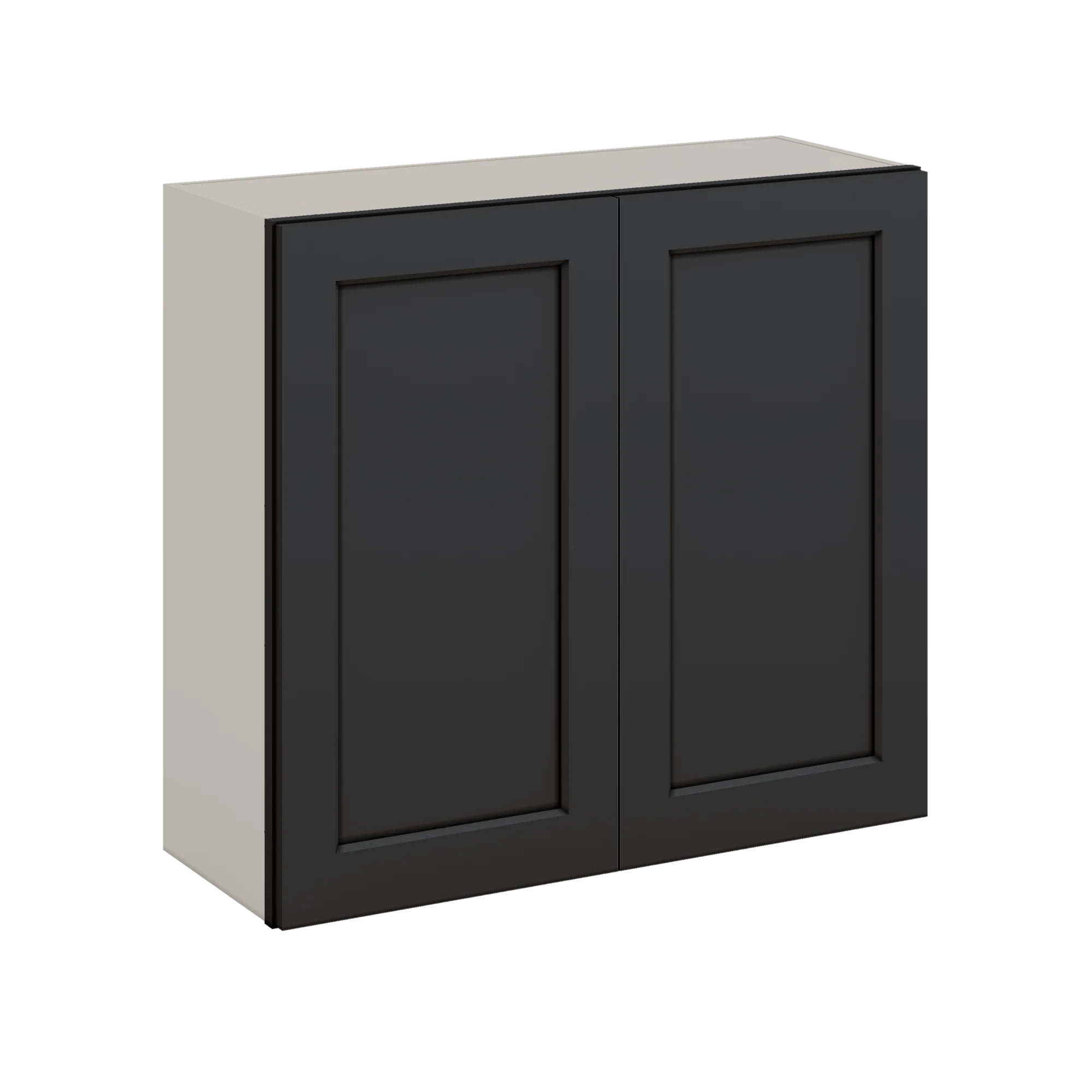 30" Tall 15HNS Hermosa Noir Black Shaker 1-1/4" Overlay Wall Cabinet - Double Door 24", 27", 30", 33" & 36" Wide - Image 7