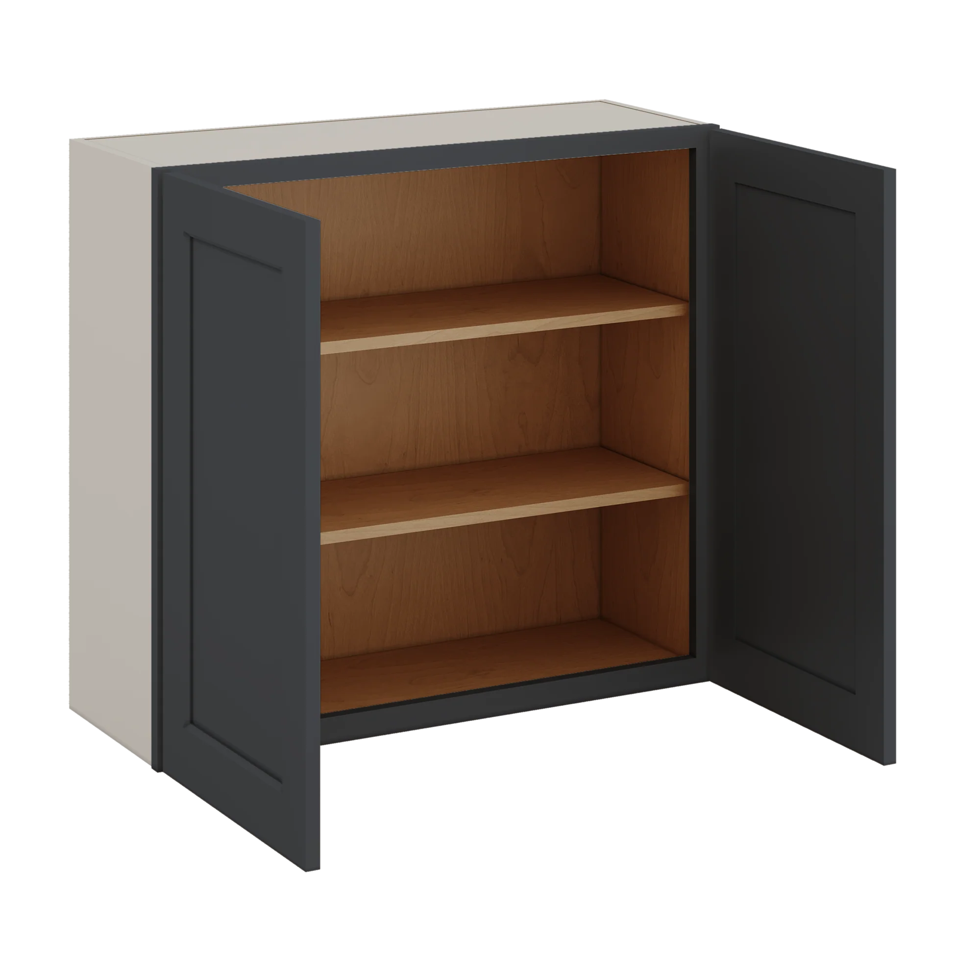 30" Tall 15HNS Hermosa Noir Black Shaker 1-1/4" Overlay Wall Cabinet - Double Door 24", 27", 30", 33" & 36" Wide - Image 8