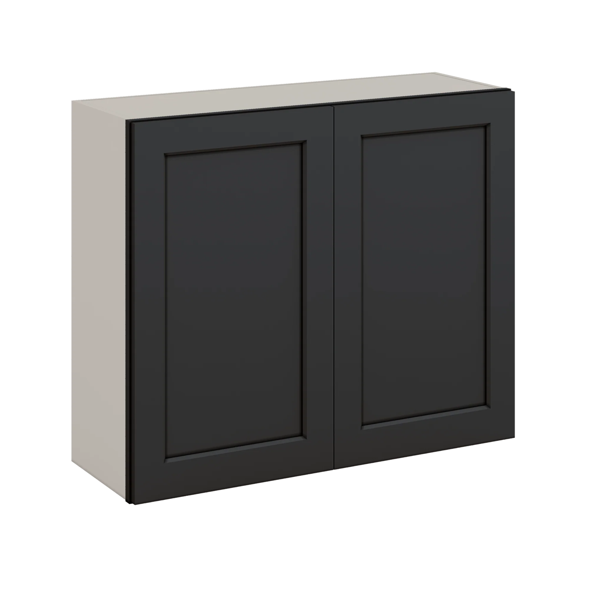 30" Tall 15HNS Hermosa Noir Black Shaker 1-1/4" Overlay Wall Cabinet - Double Door 24", 27", 30", 33" & 36" Wide - Image 9