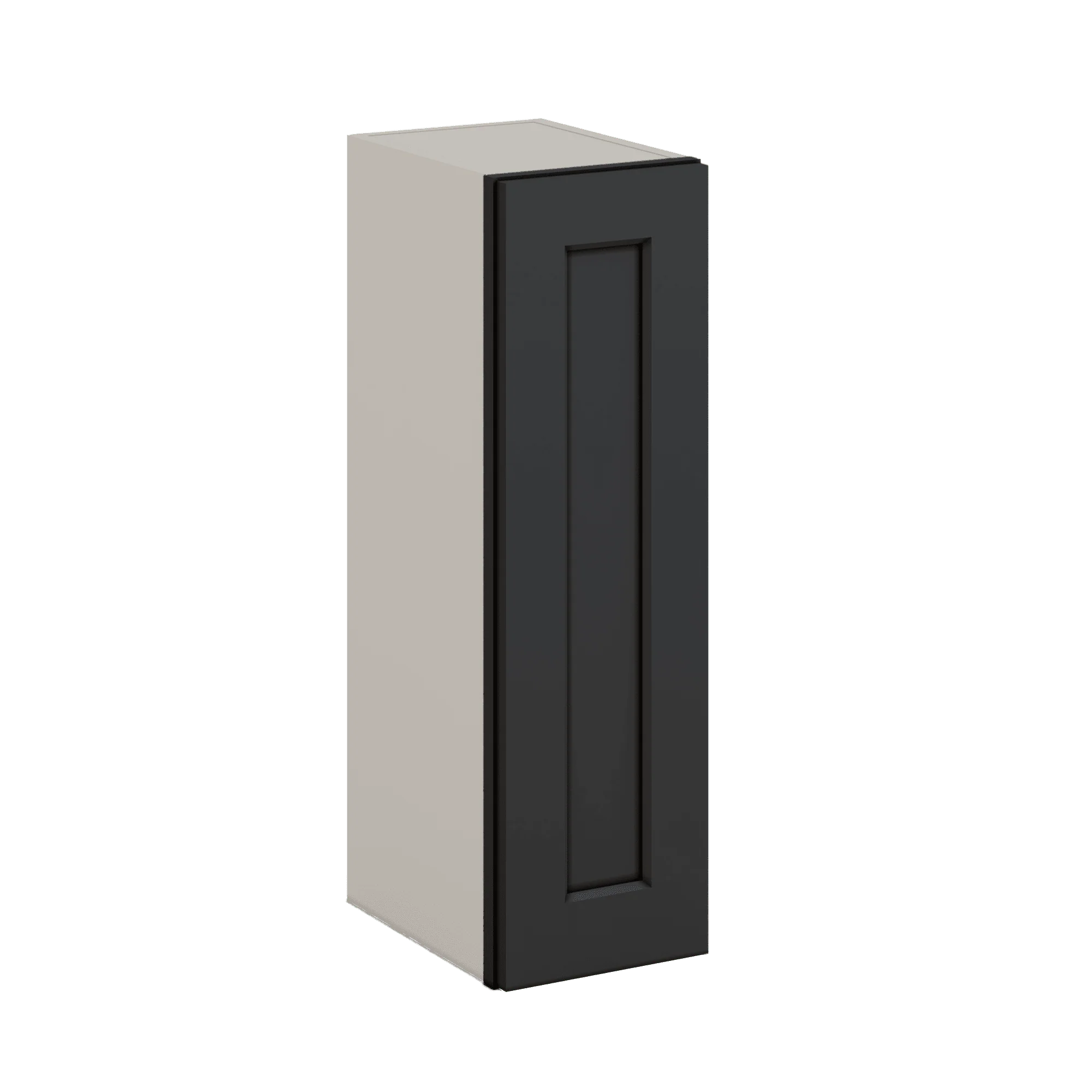 30" Tall 15HNS Hermosa Noir Black Shaker 1-1/4" Overlay Wall Cabinet - Single Door 9", 12", 15", 18", 21" WIde