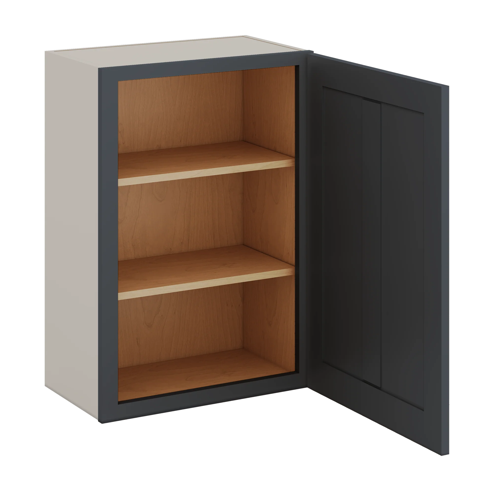 30" Tall 15HNS Hermosa Noir Black Shaker 1-1/4" Overlay Wall Cabinet - Single Door 9", 12", 15", 18", 21" WIde - Image 10