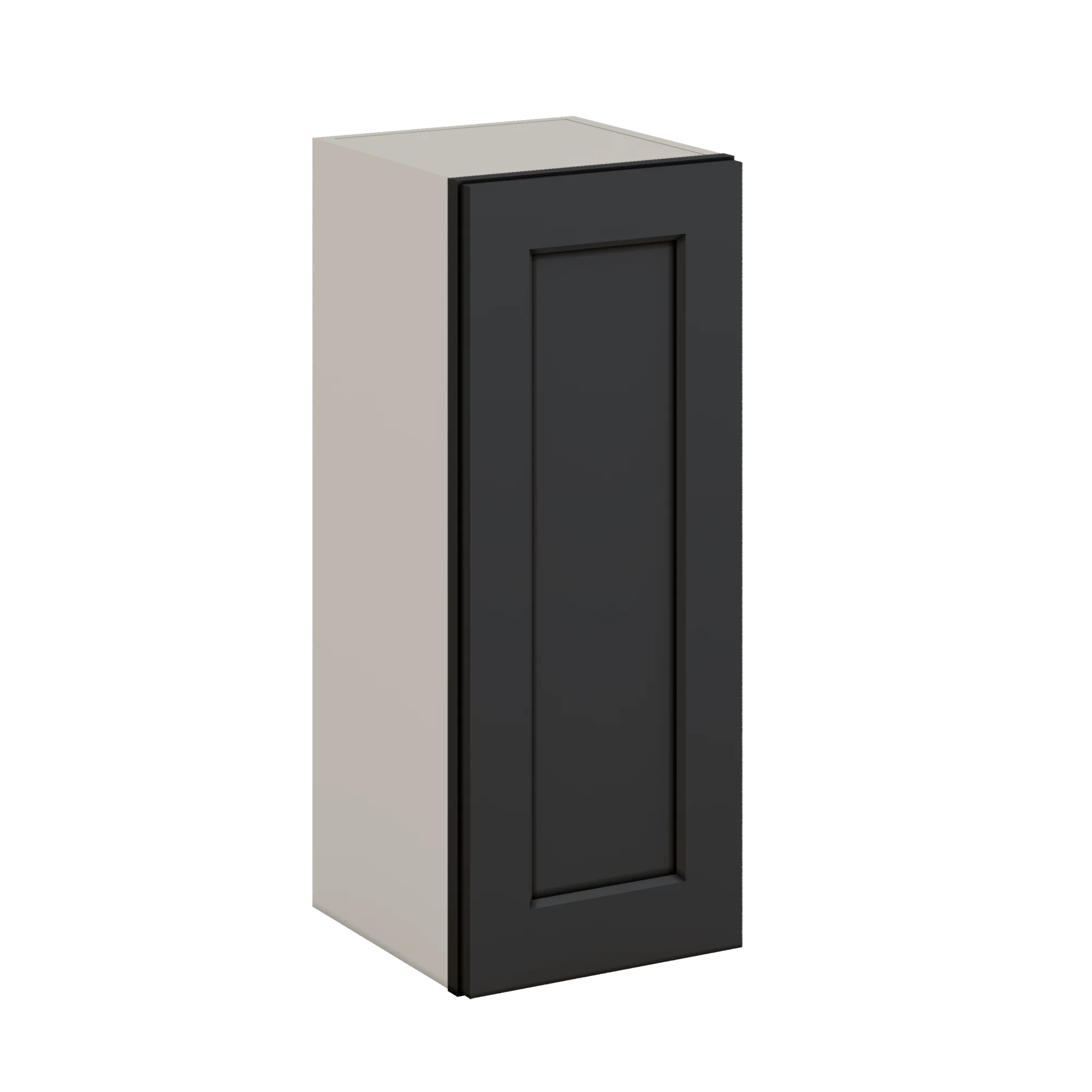 30" Tall 15HNS Hermosa Noir Black Shaker 1-1/4" Overlay Wall Cabinet - Single Door 9", 12", 15", 18", 21" WIde - Image 3