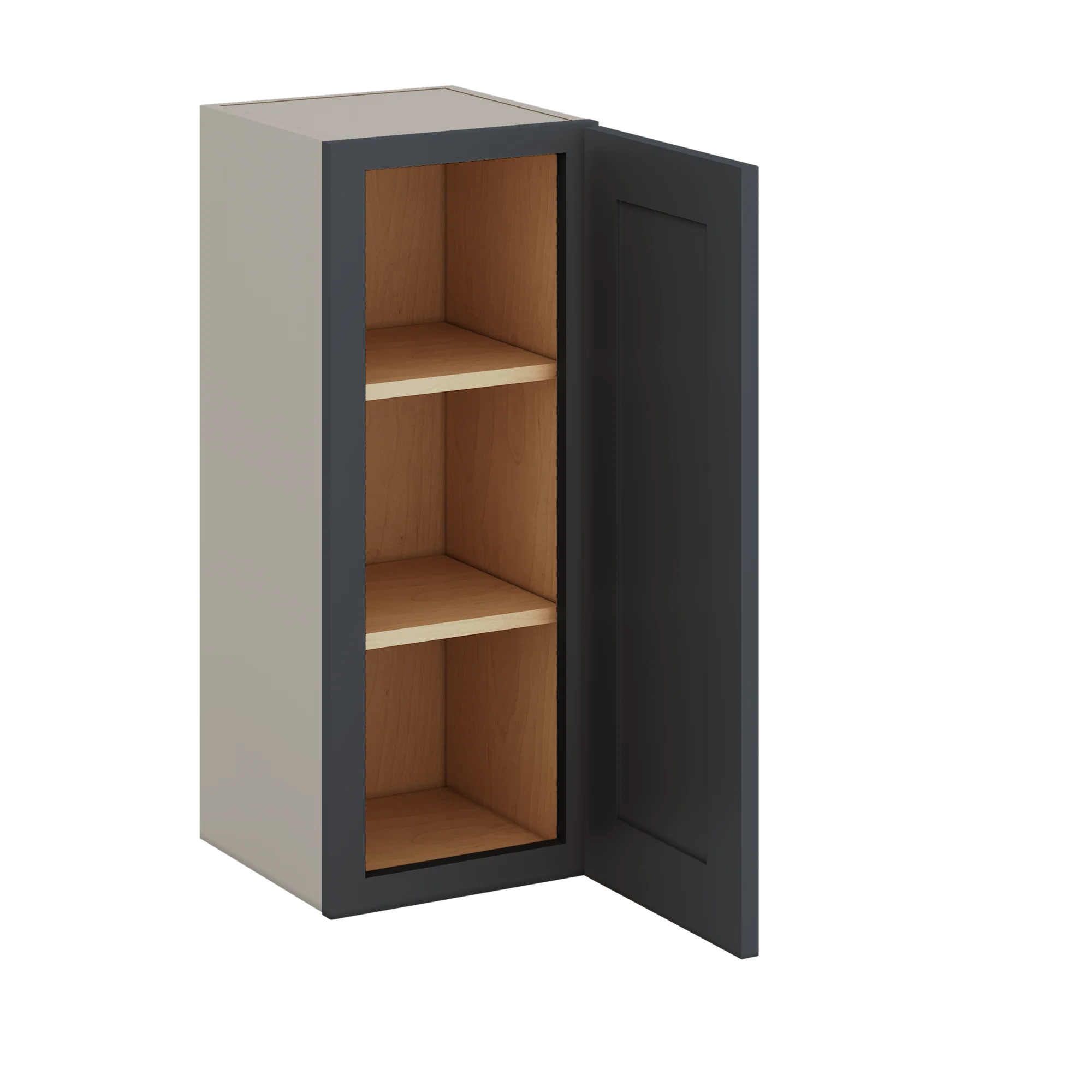 30" Tall 15HNS Hermosa Noir Black Shaker 1-1/4" Overlay Wall Cabinet - Single Door 9", 12", 15", 18", 21" WIde - Image 4