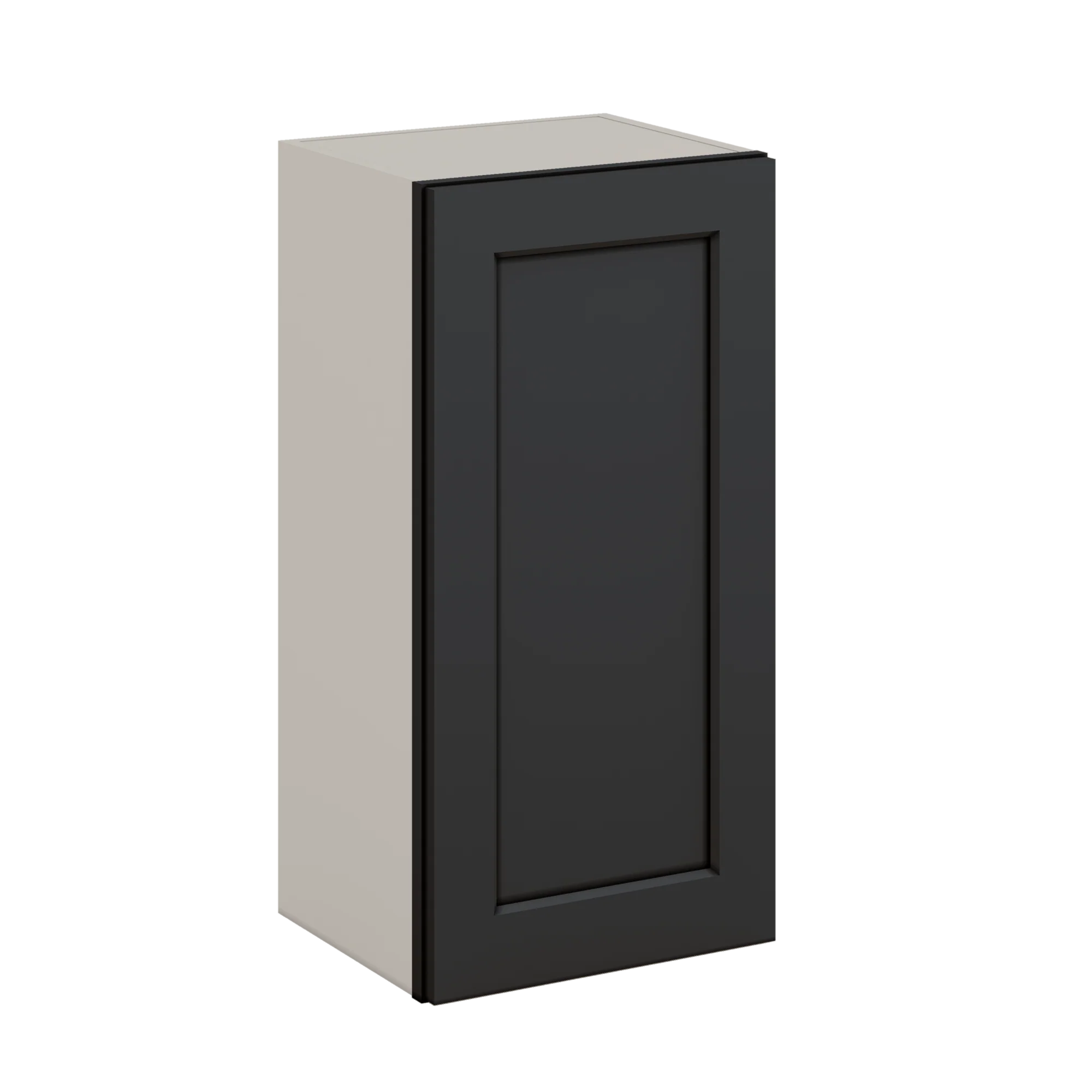 30" Tall 15HNS Hermosa Noir Black Shaker 1-1/4" Overlay Wall Cabinet - Single Door 9", 12", 15", 18", 21" WIde - Image 5