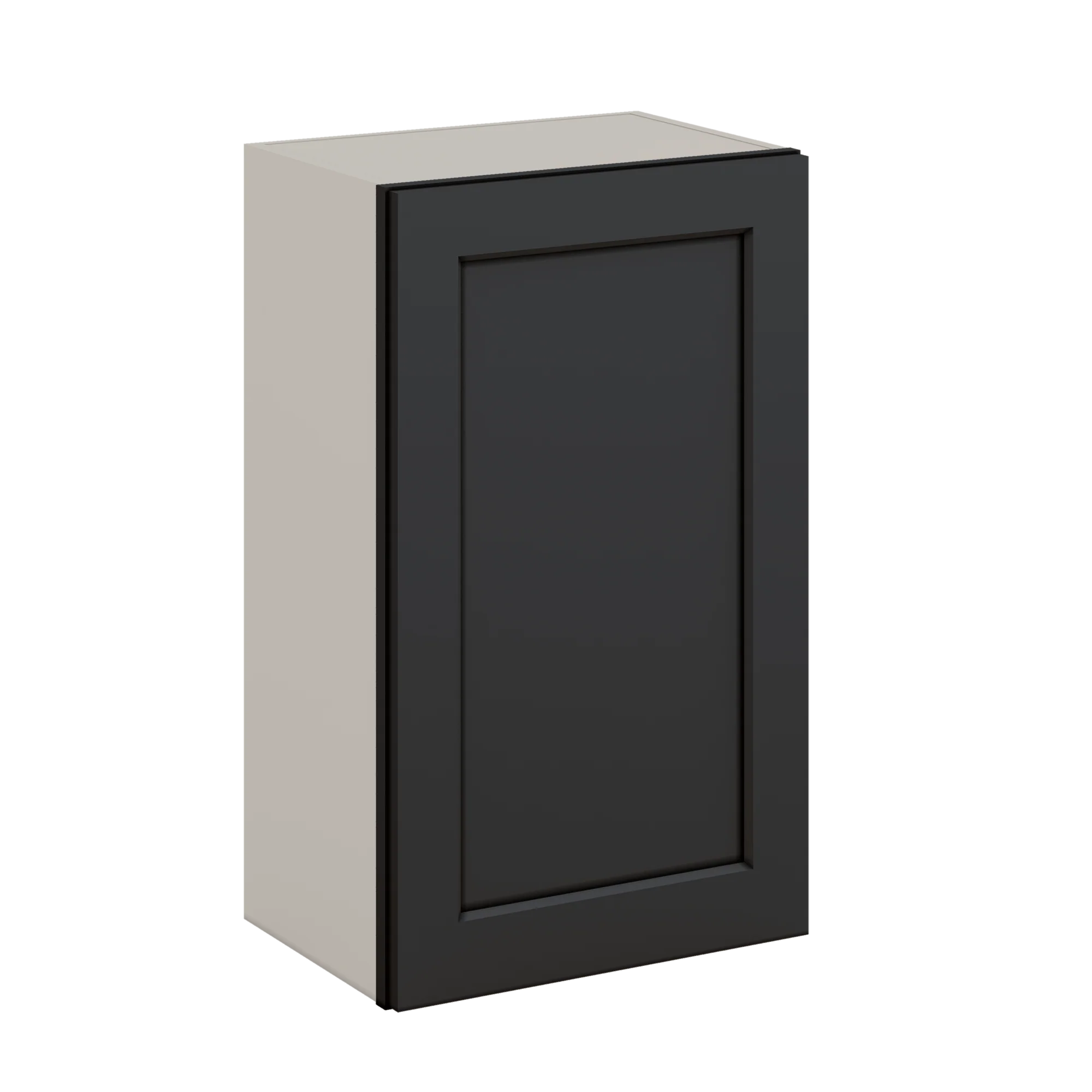 30" Tall 15HNS Hermosa Noir Black Shaker 1-1/4" Overlay Wall Cabinet - Single Door 9", 12", 15", 18", 21" WIde - Image 7