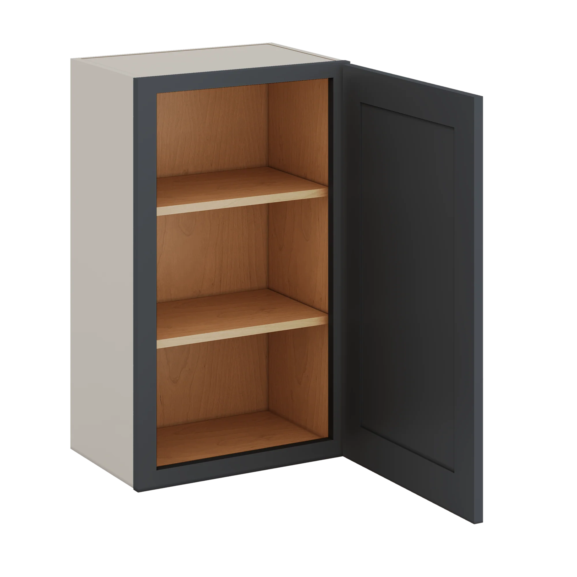 30" Tall 15HNS Hermosa Noir Black Shaker 1-1/4" Overlay Wall Cabinet - Single Door 9", 12", 15", 18", 21" WIde - Image 8