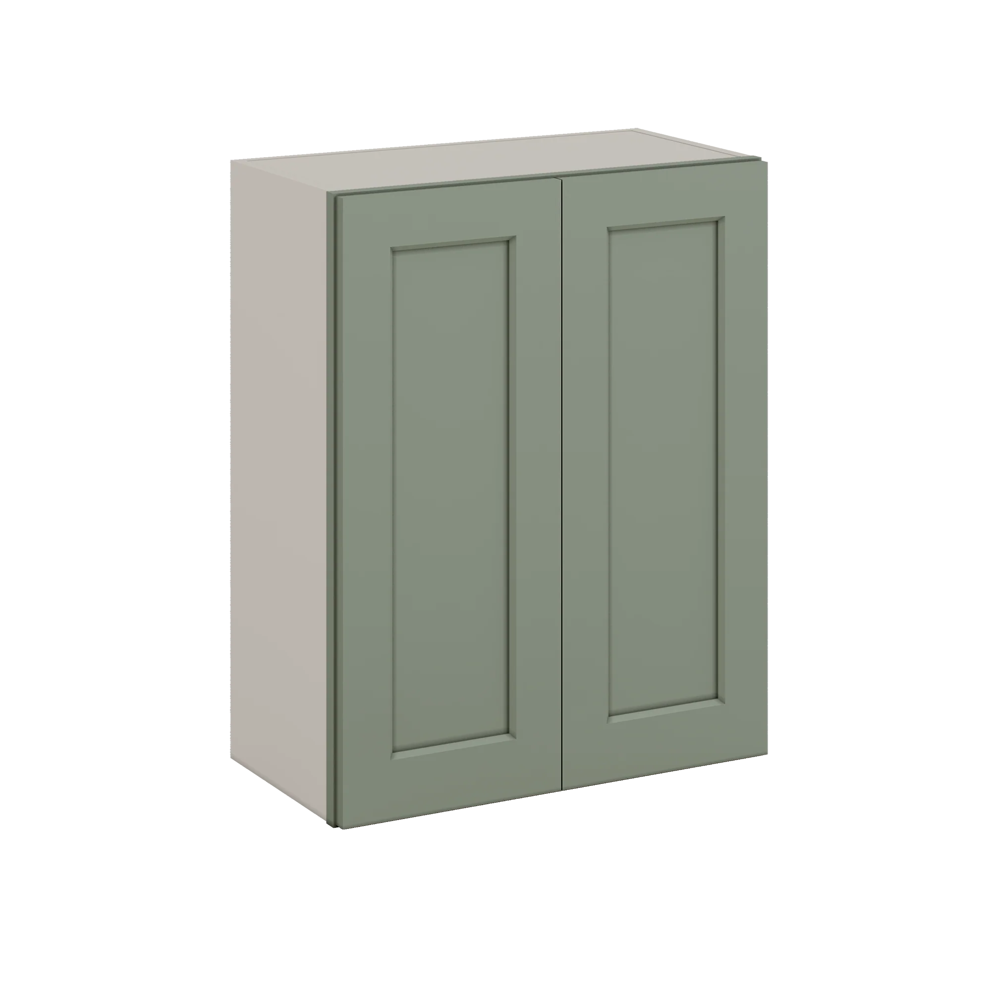 30" Tall Green Shaker 1-1/4" Overlay Wall Cabinet - Double Door 24", 27", 30", 33" & 36" Wide