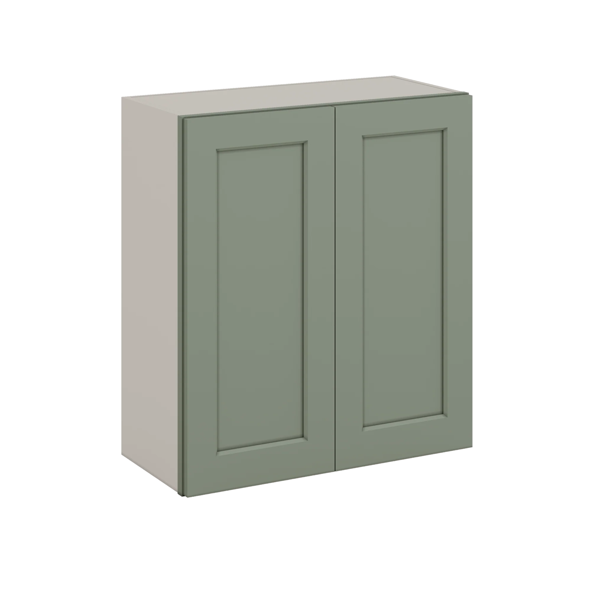 30" Tall Green Shaker 1-1/4" Overlay Wall Cabinet - Double Door 24", 27", 30", 33" & 36" Wide - Image 2