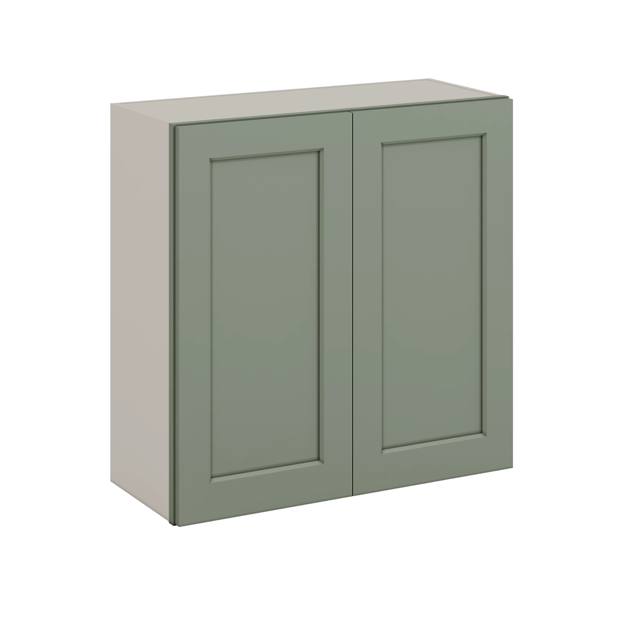 30" Tall Green Shaker 1-1/4" Overlay Wall Cabinet - Double Door 24", 27", 30", 33" & 36" Wide - Image 3