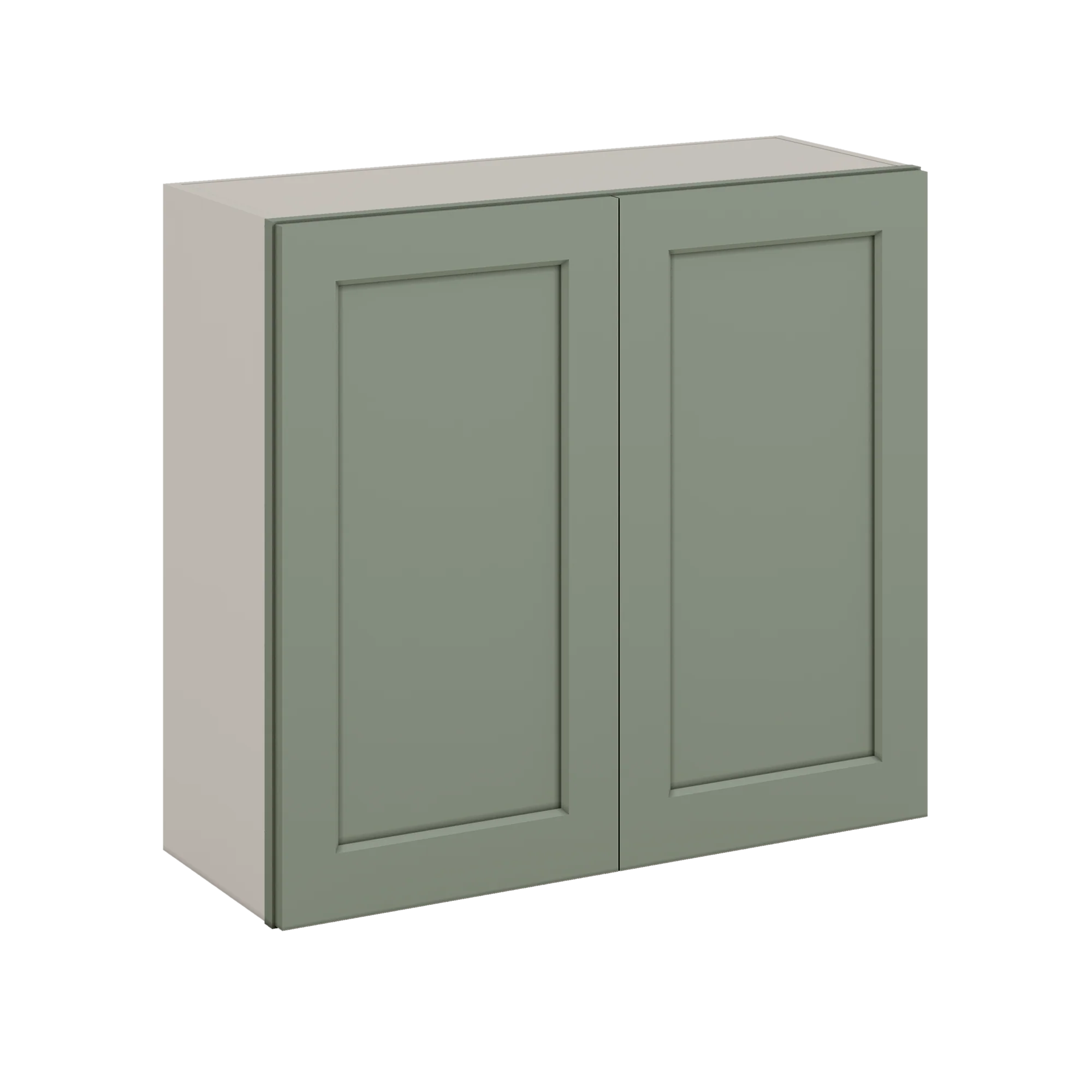 30" Tall Green Shaker 1-1/4" Overlay Wall Cabinet - Double Door 24", 27", 30", 33" & 36" Wide - Image 4