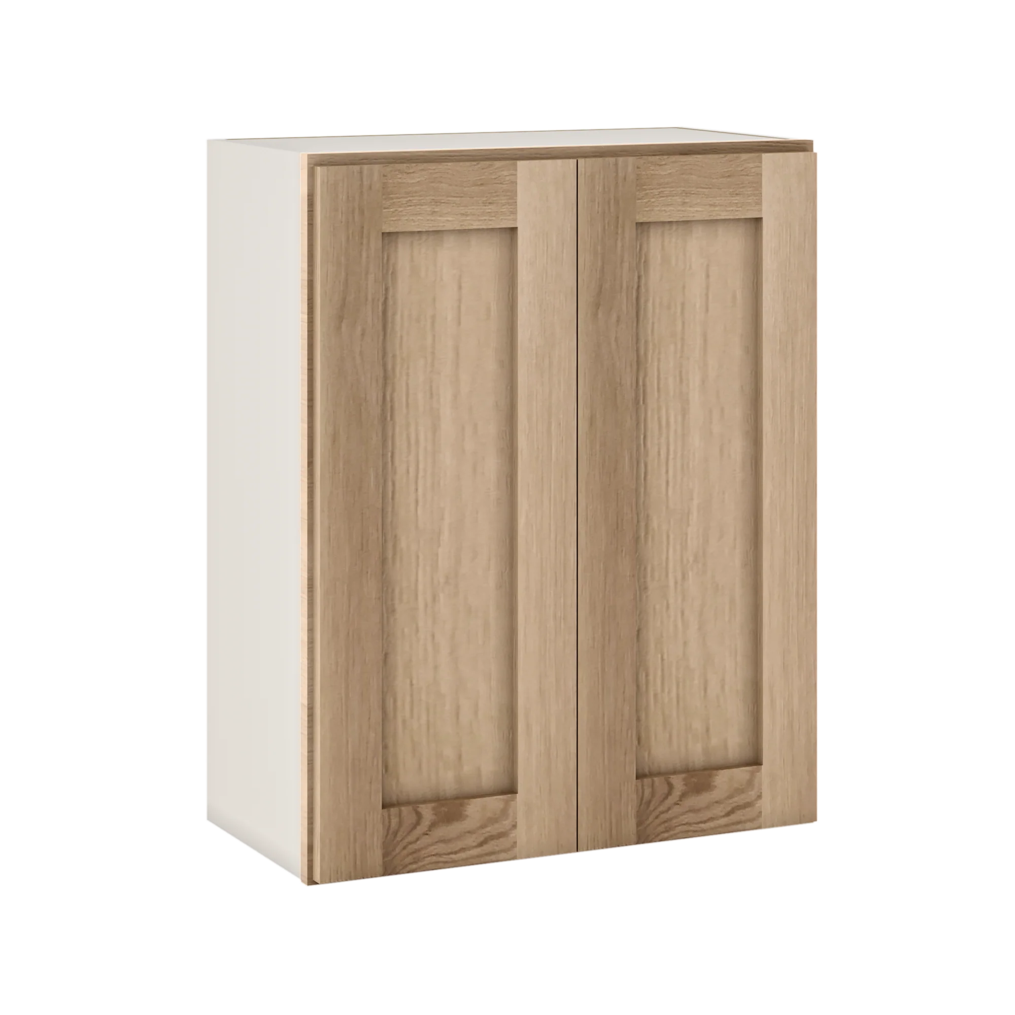 30" Tall Natural Color 17ROS - Redondo White Oak Shaker Shaker 1-1/4" Overlay Wall Cabinet - Double Door 24", 27", 30", 33" & 36"