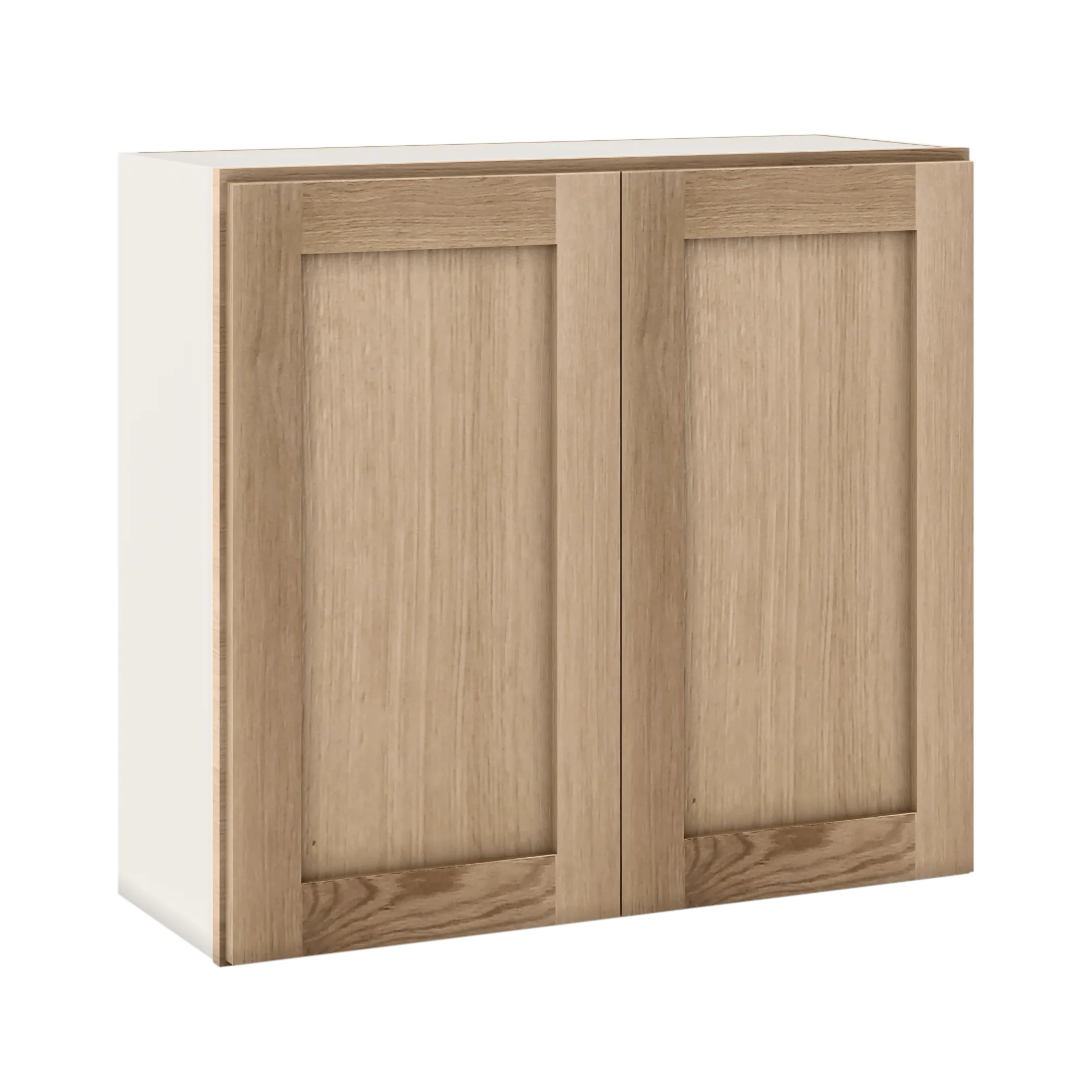30" Tall Natural Color 17ROS - Redondo White Oak Shaker Shaker 1-1/4" Overlay Wall Cabinet - Double Door 24", 27", 30", 33" & 36" - Image 11