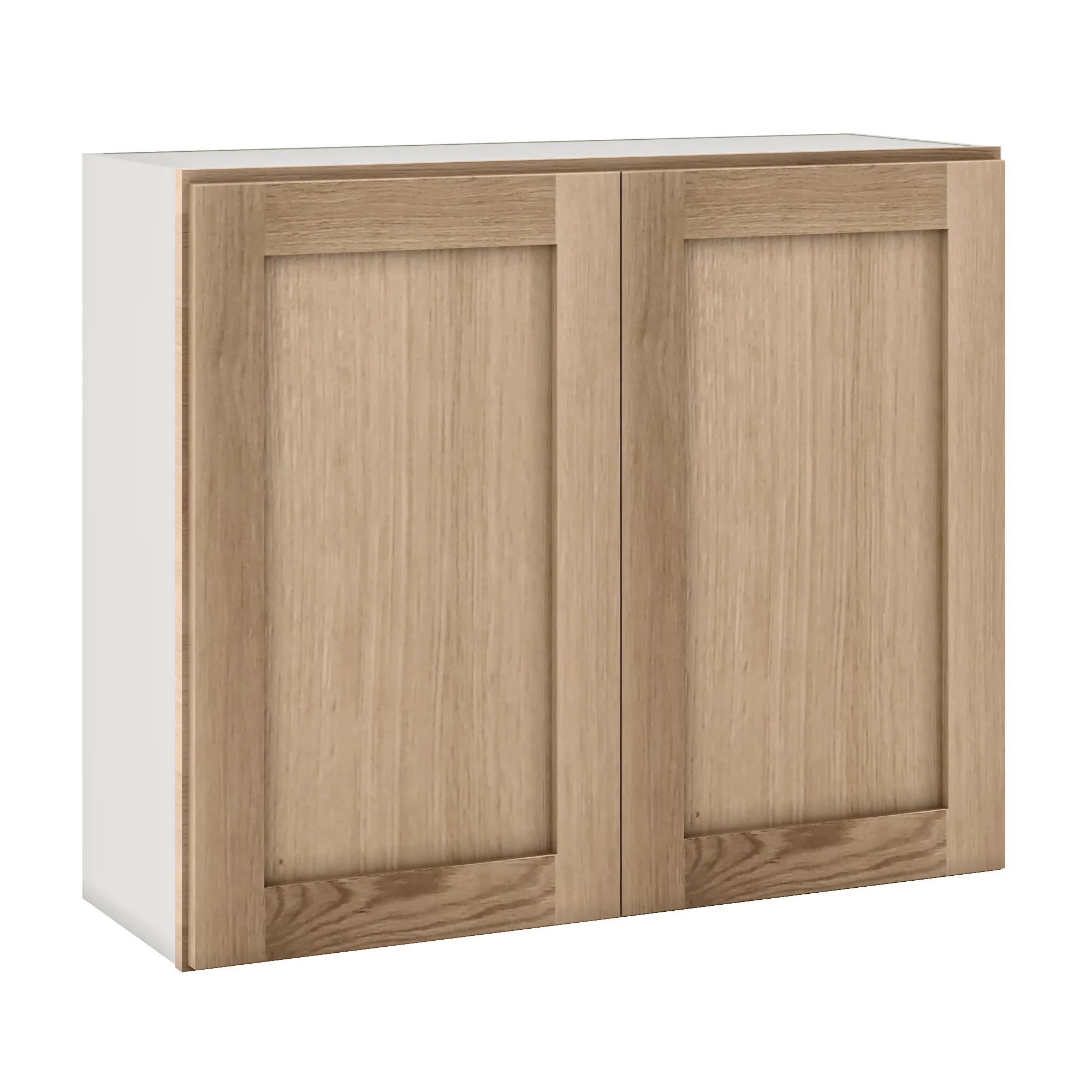 30" Tall Natural Color 17ROS - Redondo White Oak Shaker Shaker 1-1/4" Overlay Wall Cabinet - Double Door 24", 27", 30", 33" & 36" - Image 13