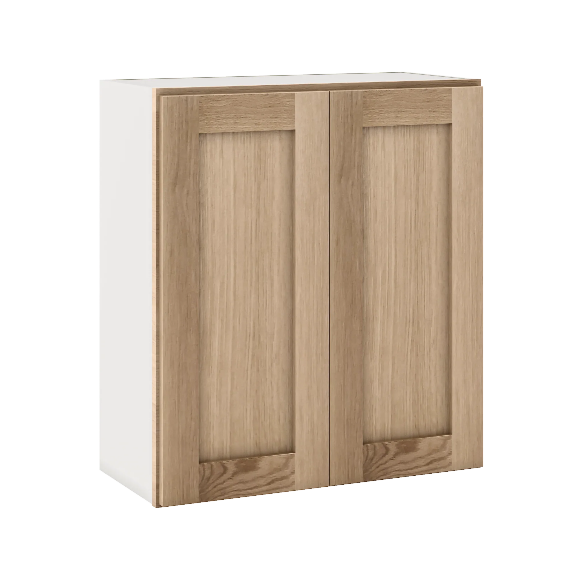 30" Tall Natural Color 17ROS - Redondo White Oak Shaker Shaker 1-1/4" Overlay Wall Cabinet - Double Door 24", 27", 30", 33" & 36" - Image 5
