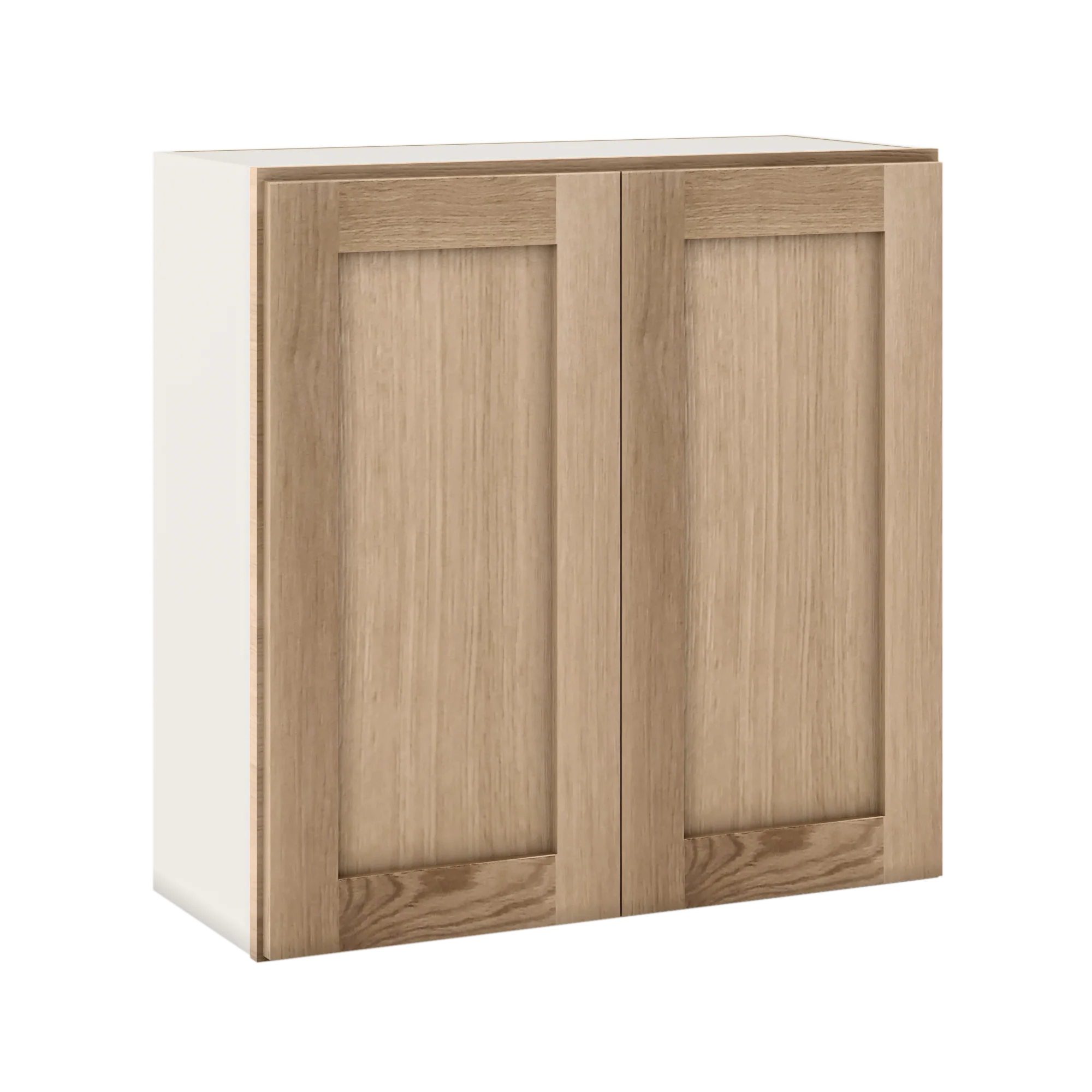 30" Tall Natural Color 17ROS - Redondo White Oak Shaker Shaker 1-1/4" Overlay Wall Cabinet - Double Door 24", 27", 30", 33" & 36" - Image 7