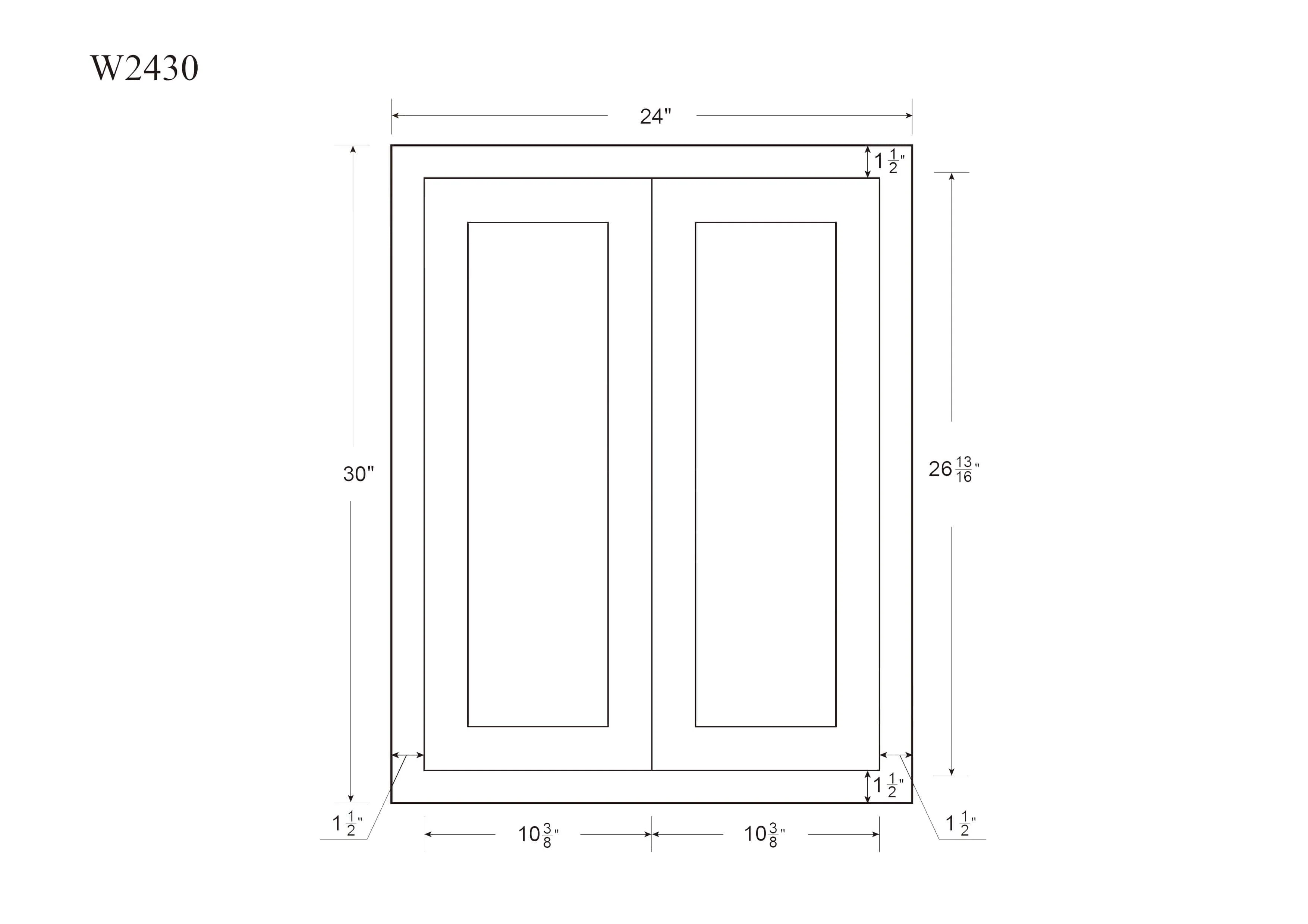 30" Tall Wall Cabinet - Double Door 24", 27", 30", 33" & 36" Tall Snow White Inset Shaker - Image 3