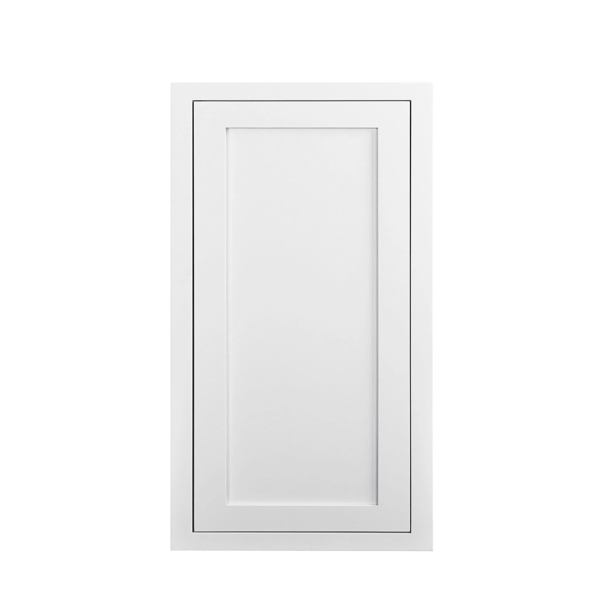 30" Tall Wall Cabinet - Single Door 9", 12", 15", 18" & 21" Wide Snow White Inset Shaker - Image 13