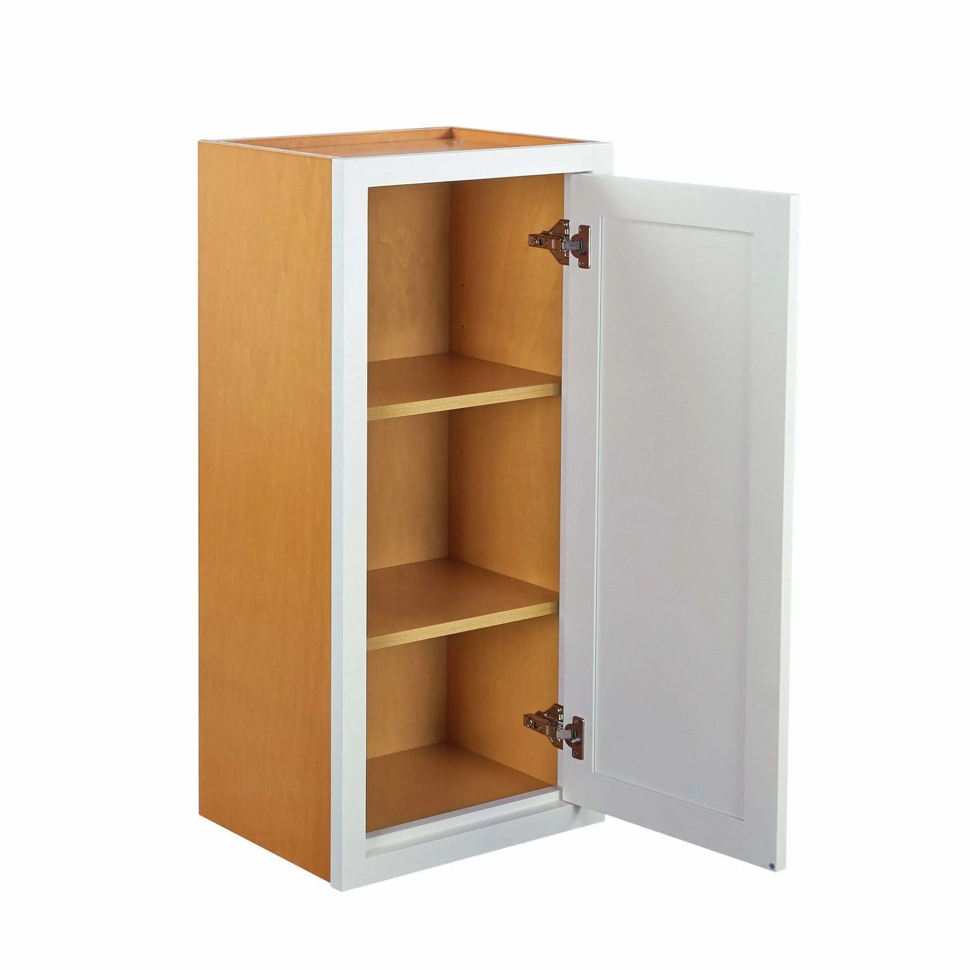 30" Tall Wall Cabinet - Single Door 9", 12", 15", 18" & 21" Wide Snow White Inset Shaker - Image 3