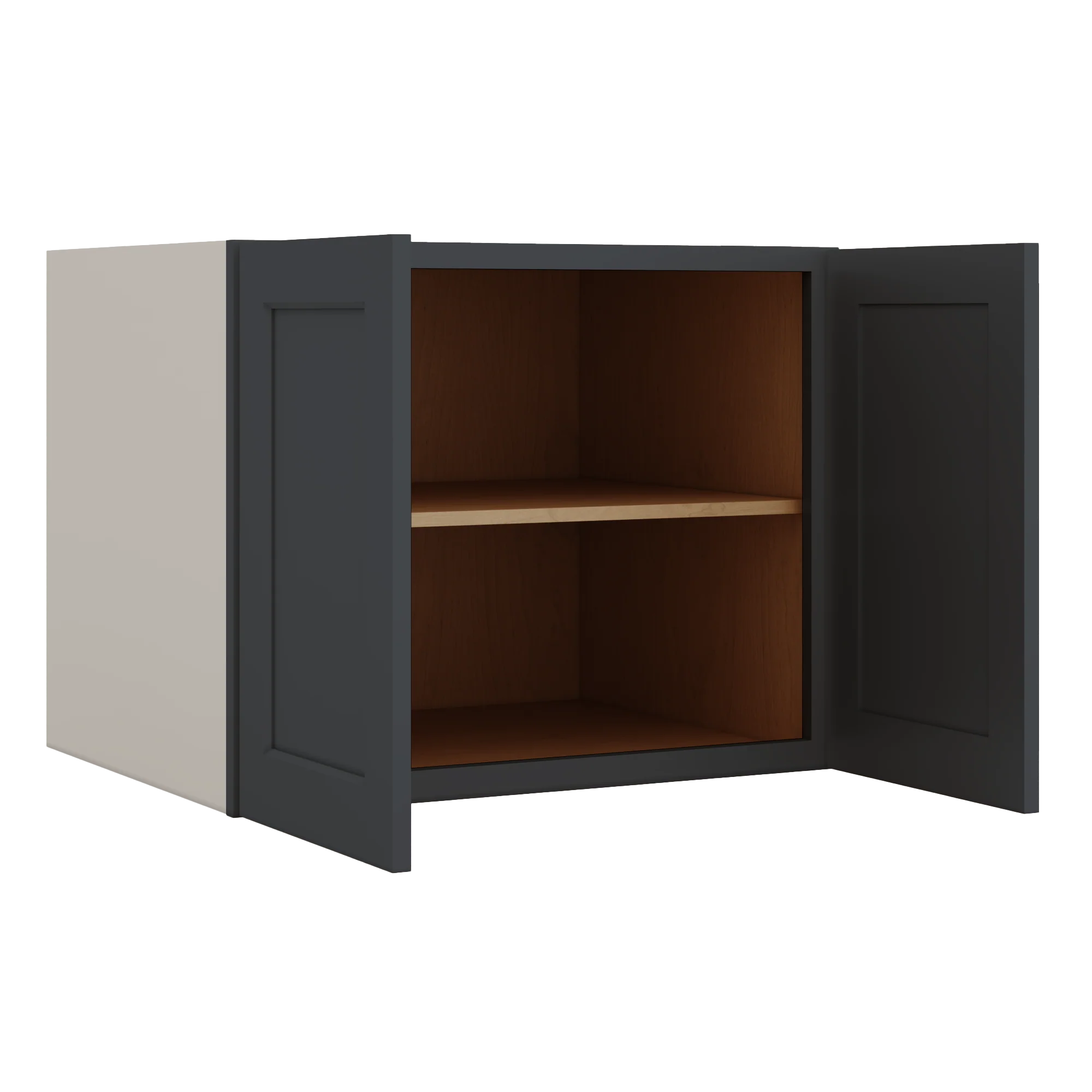 30" Wide 24" Deep Bridge 15HNS Hermosa Noir Black Shaker 1-1/4" Overlay Wall Cabinet - Double Door 12", 15", 18", 21" & 24" Tall - Image 11